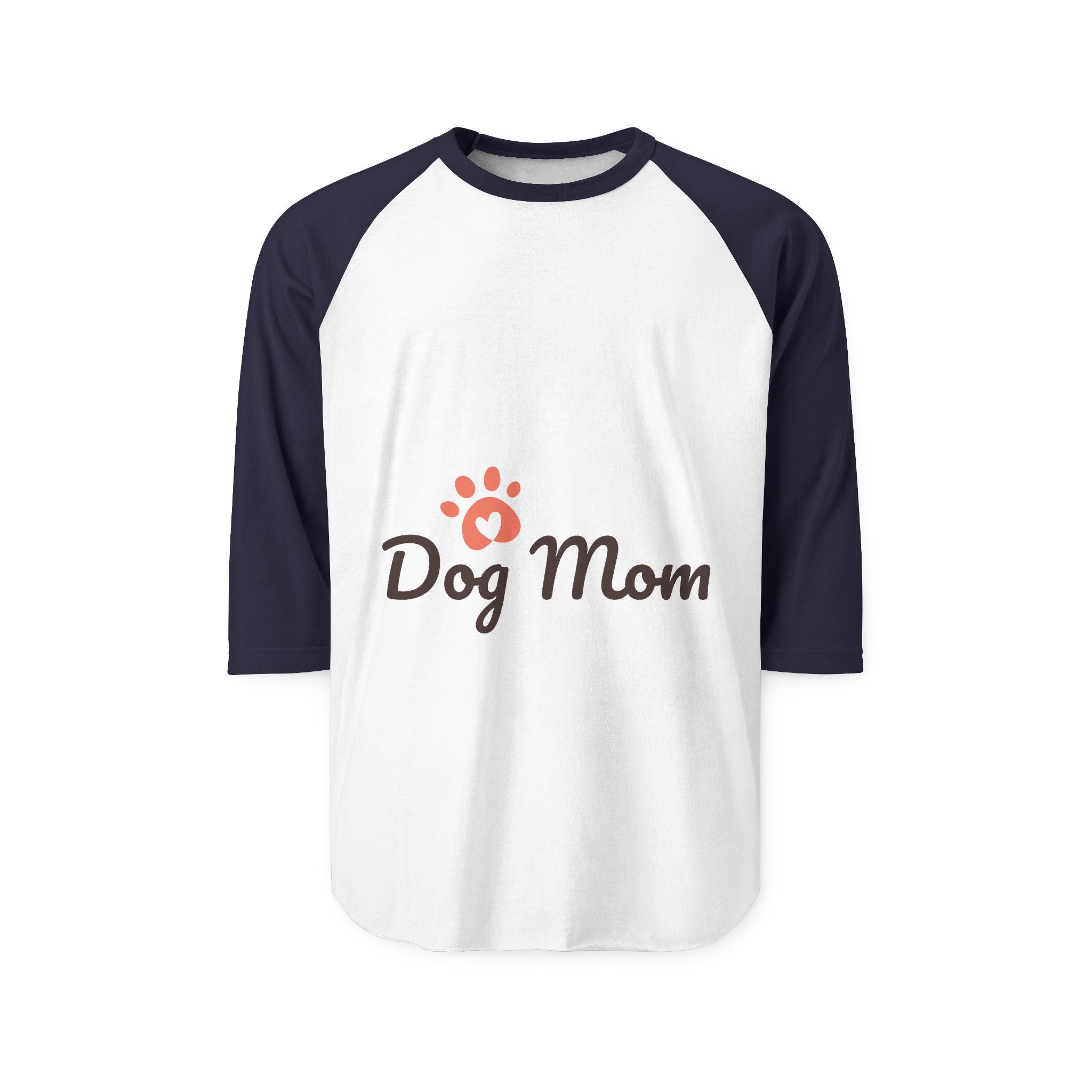 Dog Mom Raglan Shirt — 3/4 Sleeve Baseball Tee with Paw Print