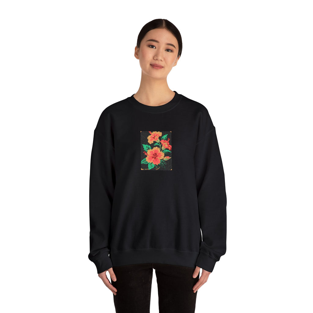 Floral Pixel Art Crewneck Sweatshirt
