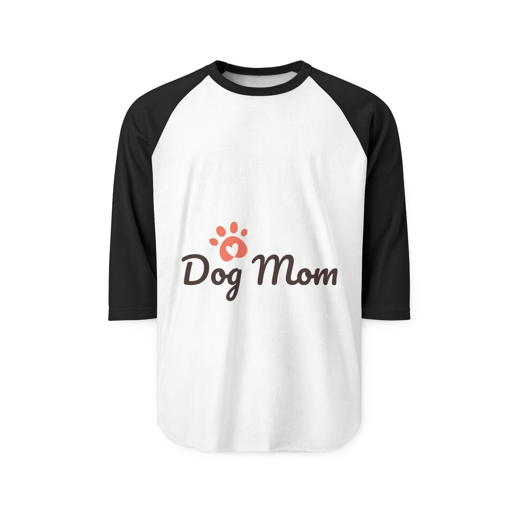 Dog Mom Raglan Shirt — 3/4 Sleeve Baseball Tee with Paw Print