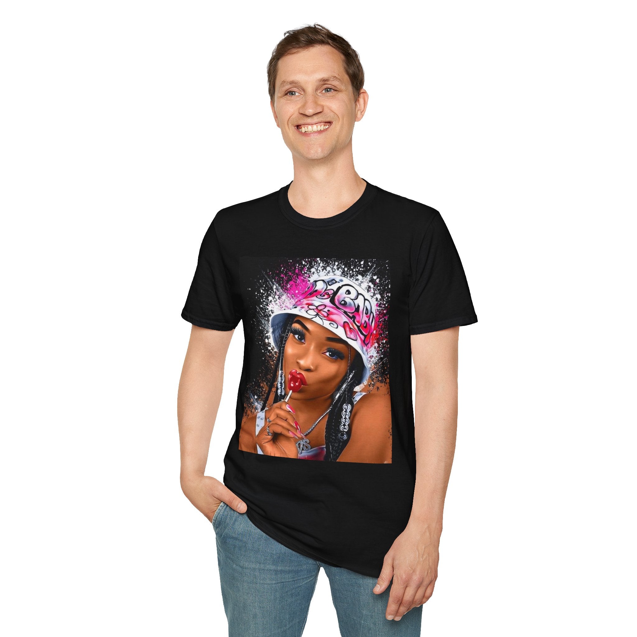 Graphic T‑Shirt — Urban Pop Art Lips & Portrait Design