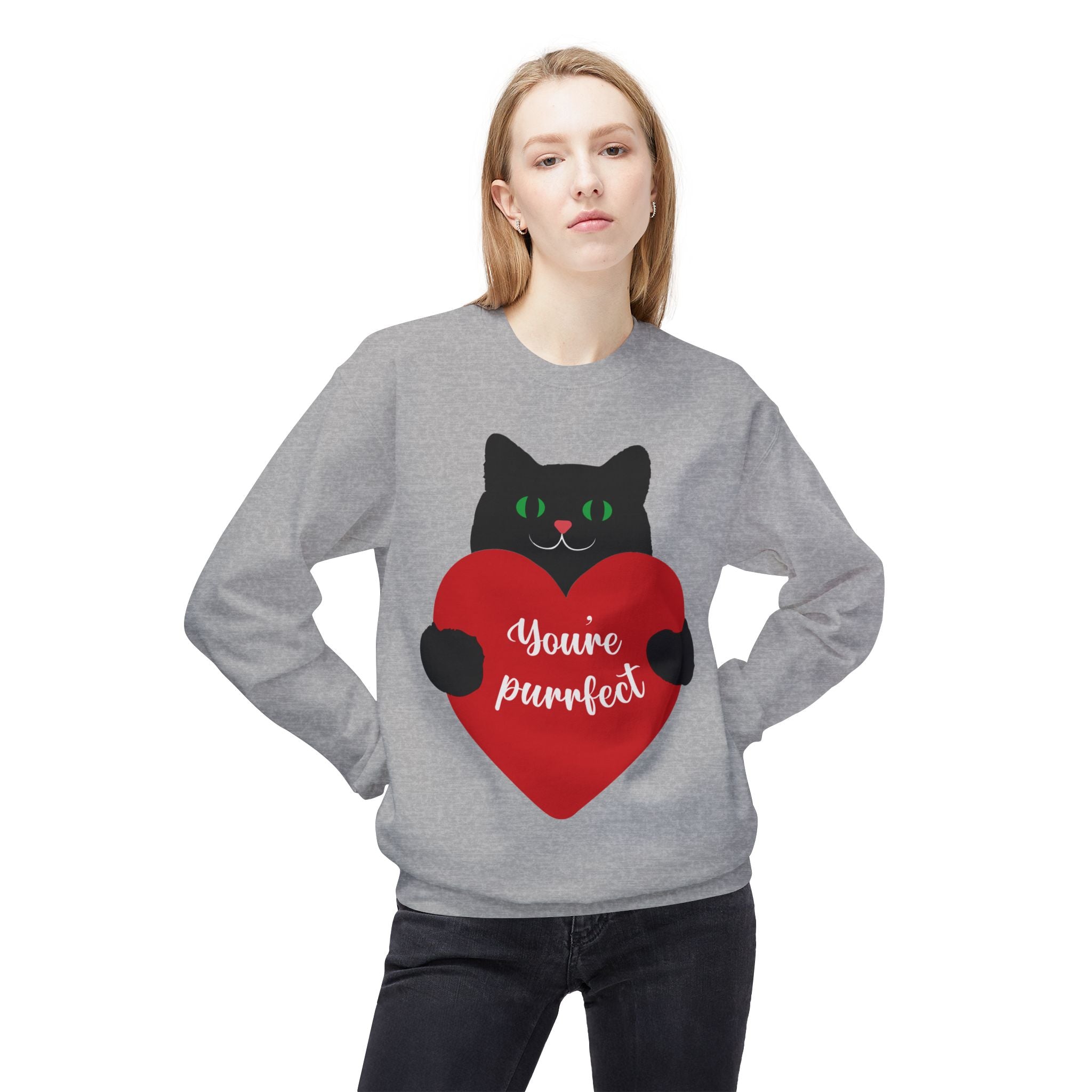 Cat Valentine Sweatshirt - "You're Purrfect" Heart Design