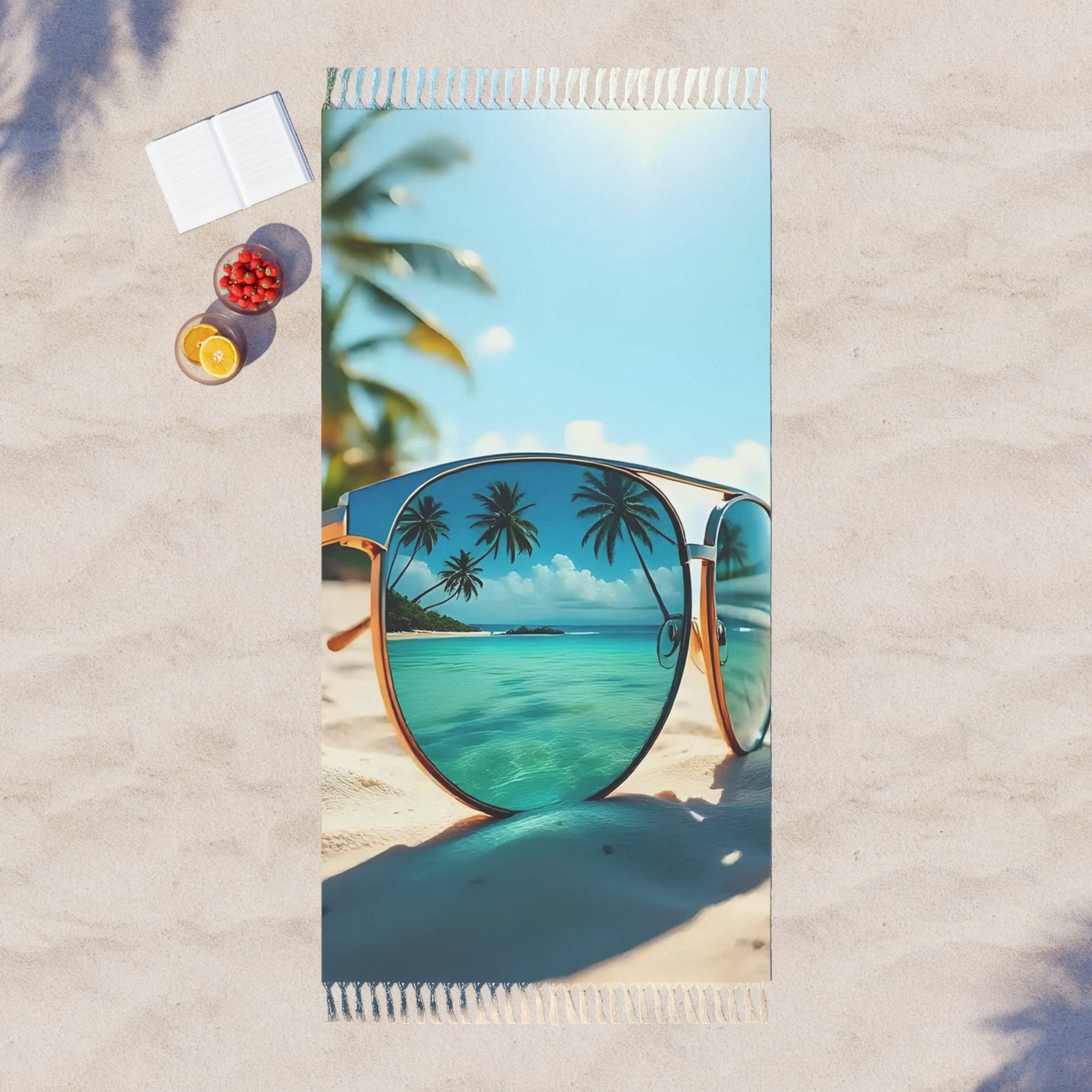 Boho Beach Towel — Tropical Sunglasses Palm Tree Print
