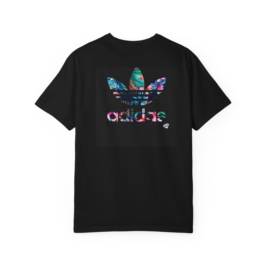 LA Graffiti Logo T-Shirt — Bold Streetwear Tee with Tropical Adidas Trefoil Graphic