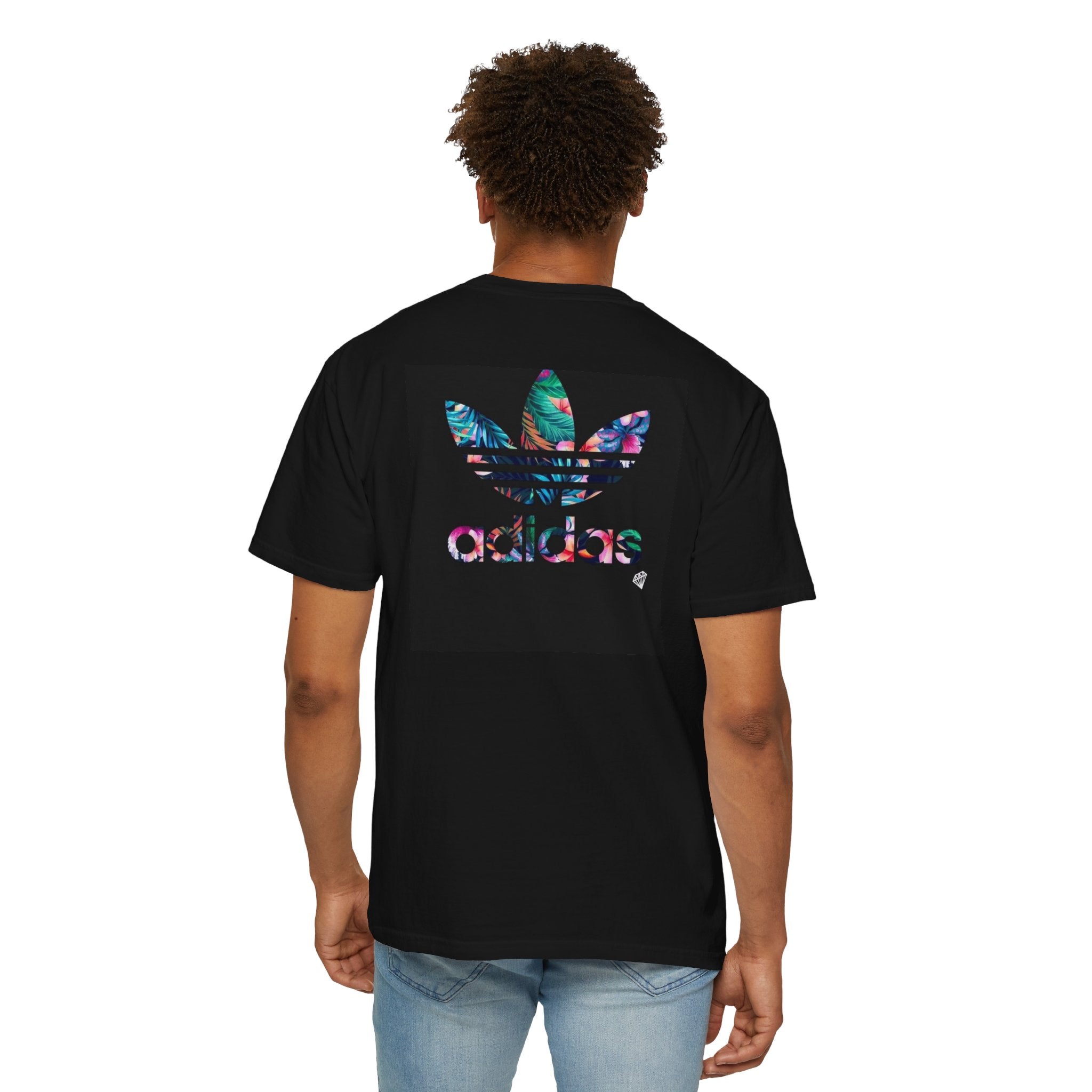 LA Graffiti Logo T-Shirt — Bold Streetwear Tee with Tropical Adidas Trefoil Graphic