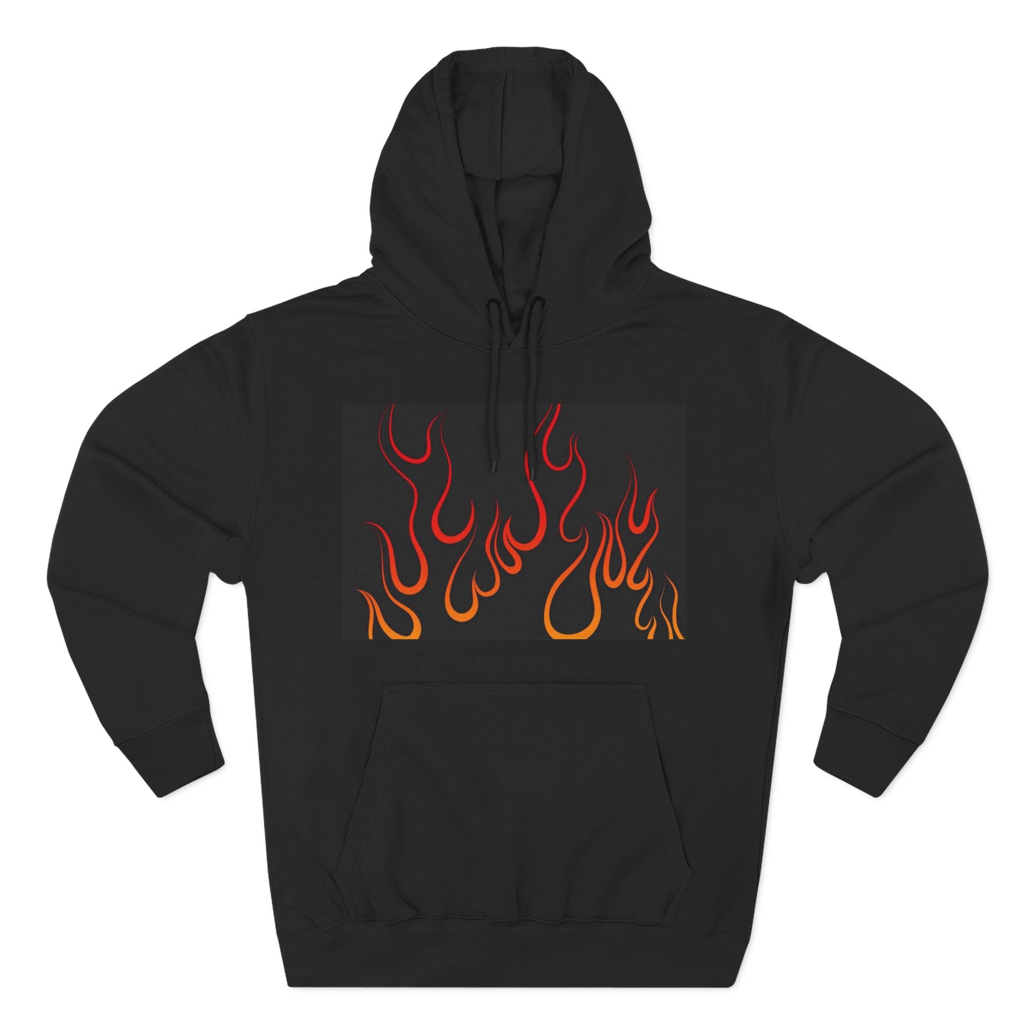 Flaming Flames Hoodie — Retro Orange Red Flame Graphic Fleece Hoodie