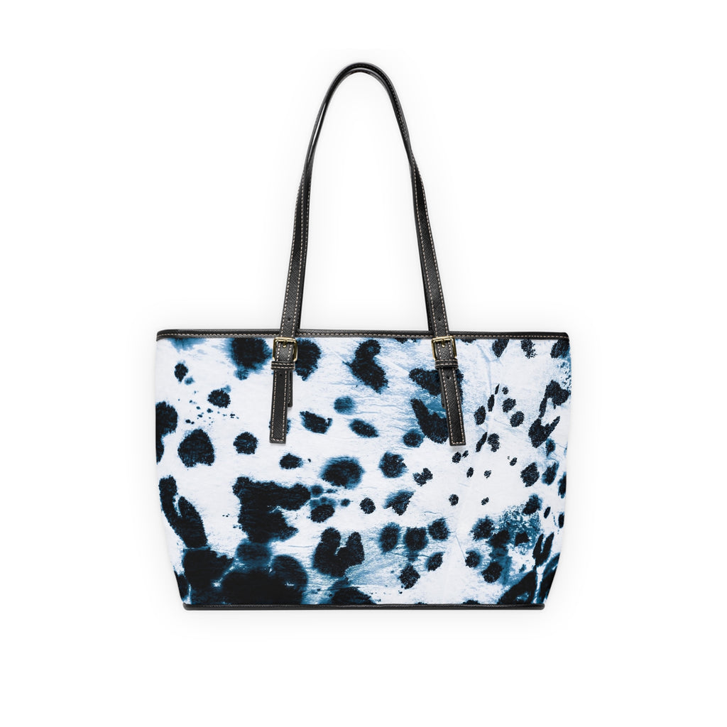Dalmatian Print PU Leather Shoulder Bag — Black & White Animal Tote