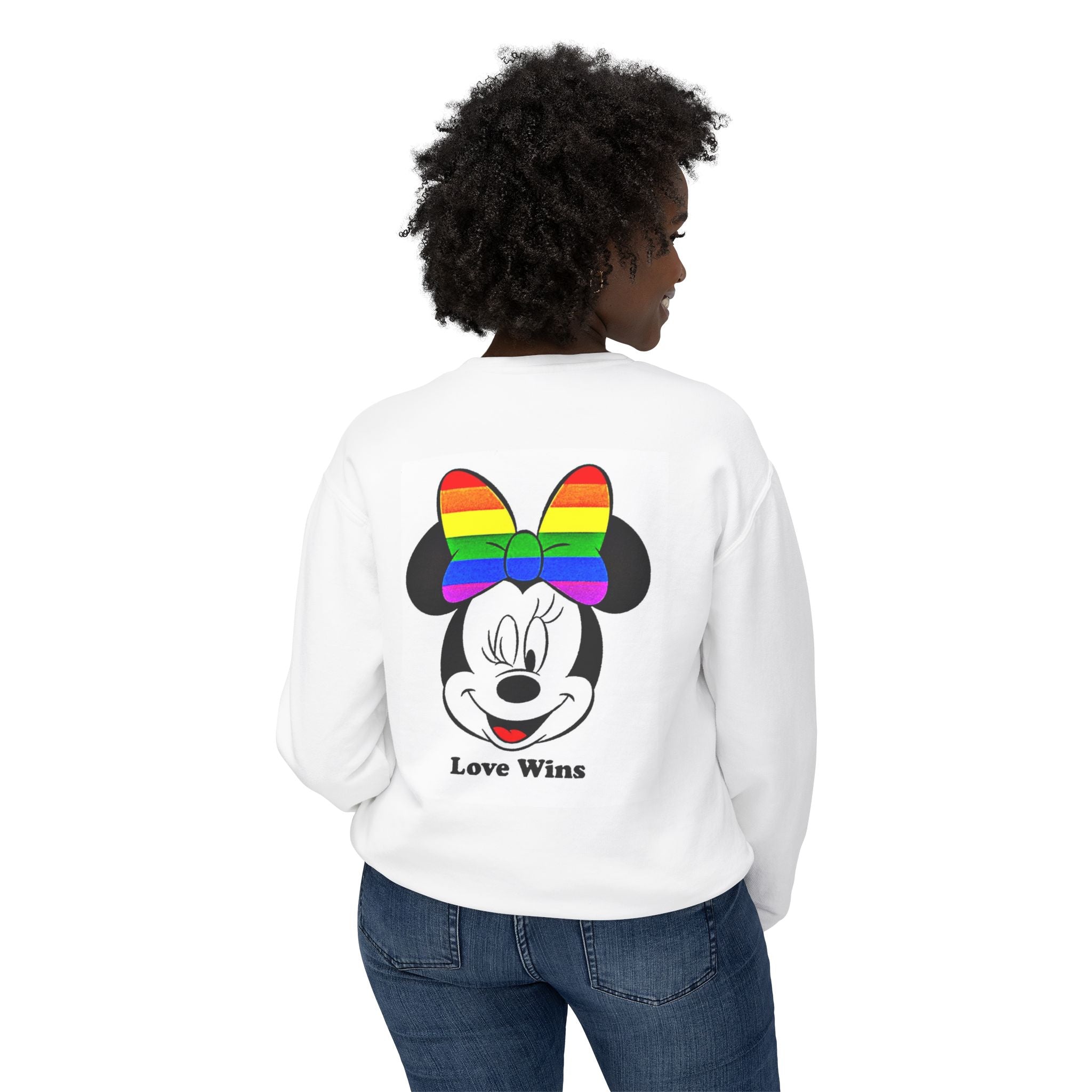 Pride Love Is Love Sweatshirt — Rainbow Daisy & Minnie ‘Love Wins’ Crewneck