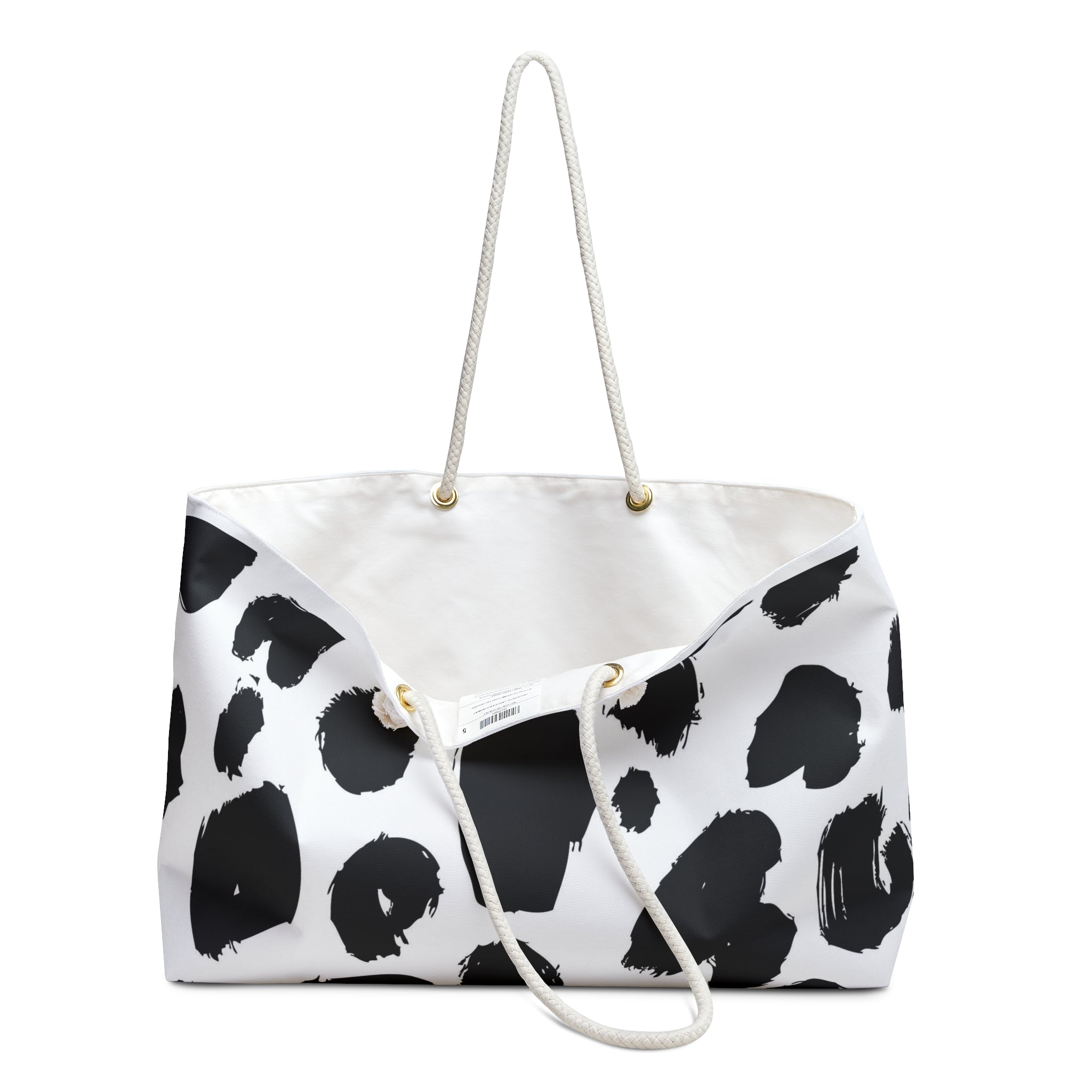 Dalmatian Print Weekender Bag — Black & White Leopard Travel Tote