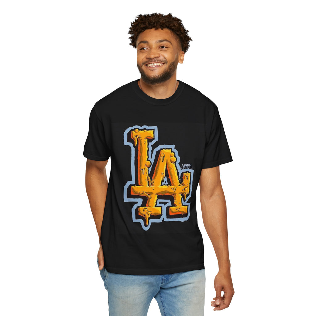 LA Graffiti Logo T-Shirt — Bold Streetwear Tee with Tropical Adidas Trefoil Graphic
