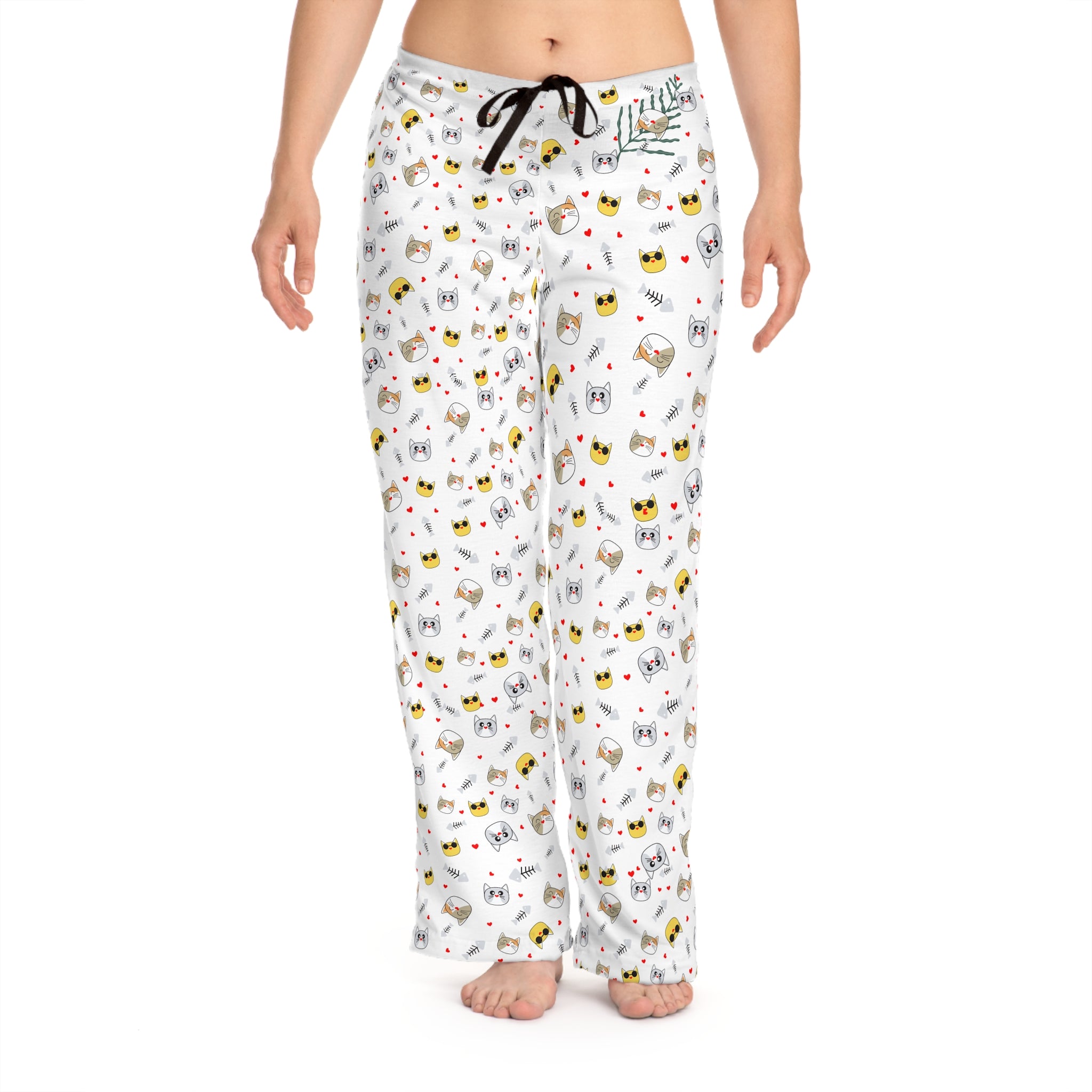 Cute Cat Face Pajama Pants — Women's Cozy Printed Sleepwear