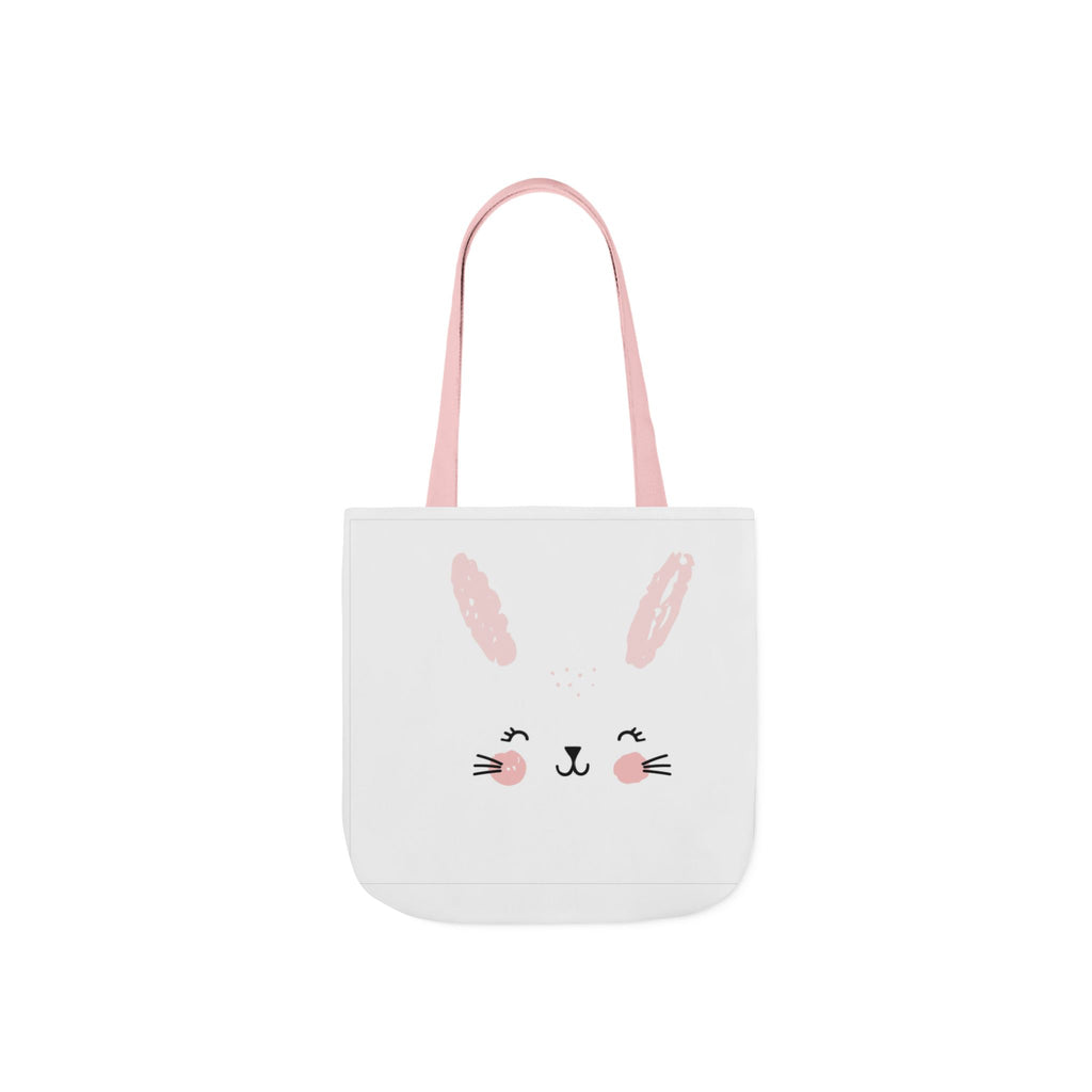 Cute Pink Bunny Face Canvas Tote Bag — Easter Bunny Grocery & Gift Tote