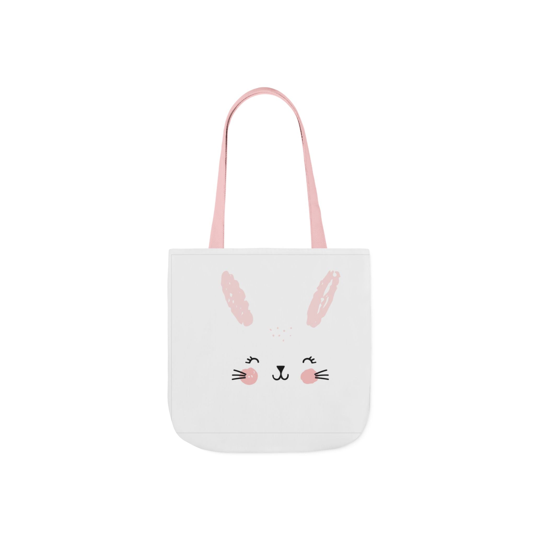 Cute Pink Bunny Face Canvas Tote Bag — Easter Bunny Grocery & Gift Tote