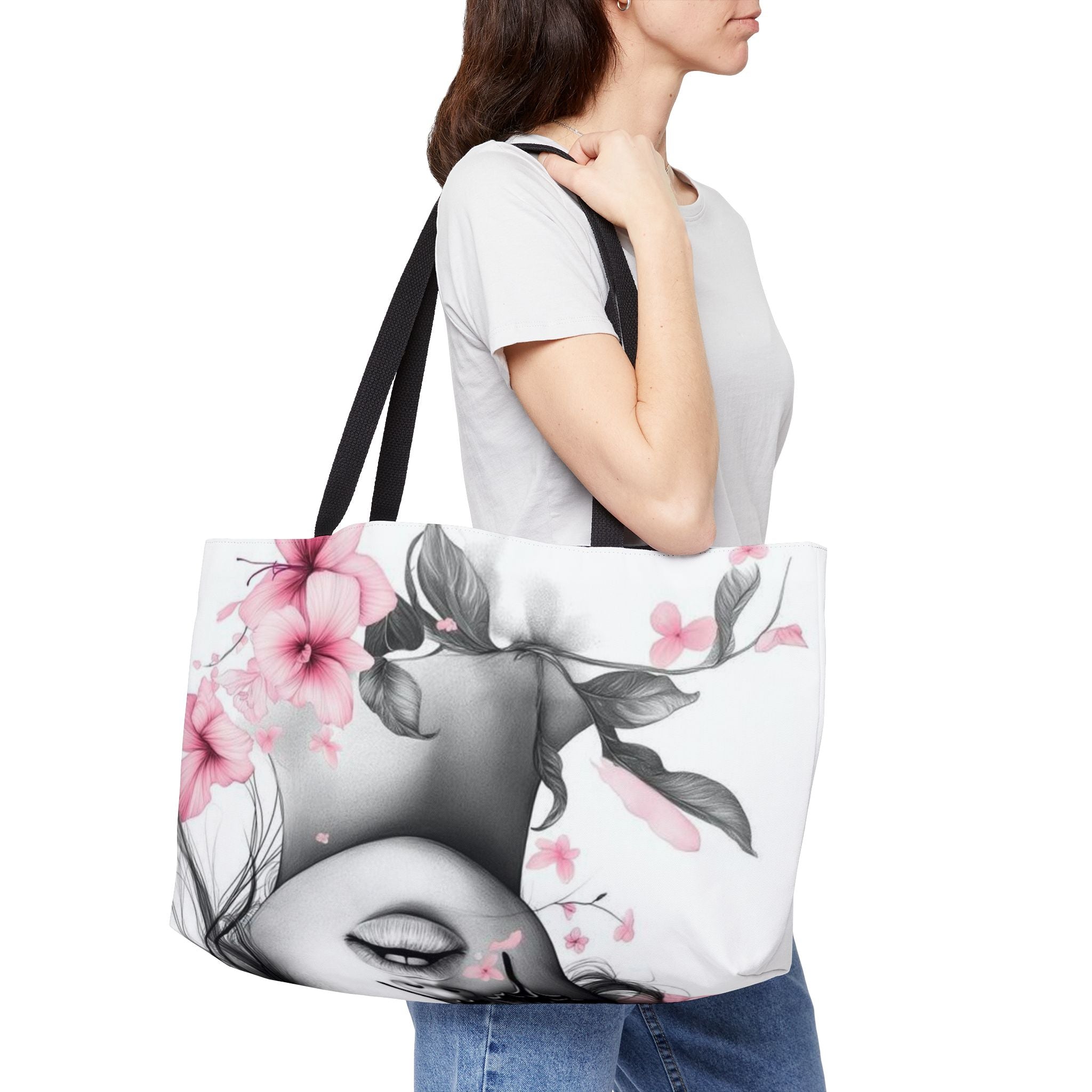 Floral Butterfly Weekender Tote Bag — Pink Blossom Art Beach & Travel Tote
