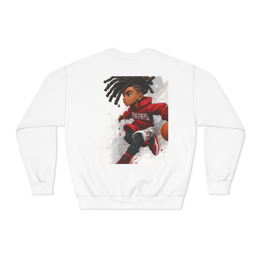 Basketball Kid Crewneck Sweatshirt — Youth Dreads Player Graphic