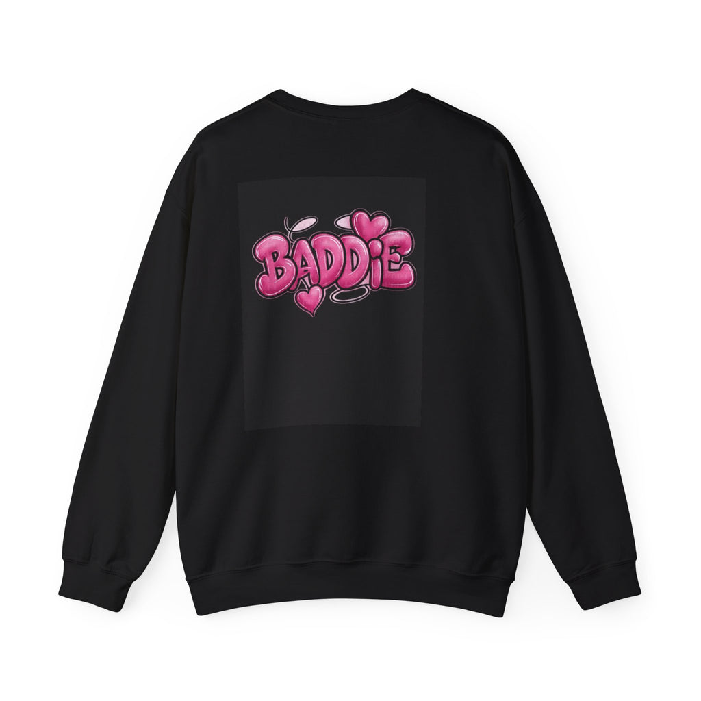 Crewneck Sweatshirt — 'Trust Your Crazy Idea' / 'Baddie' Pink Street Art Graphic