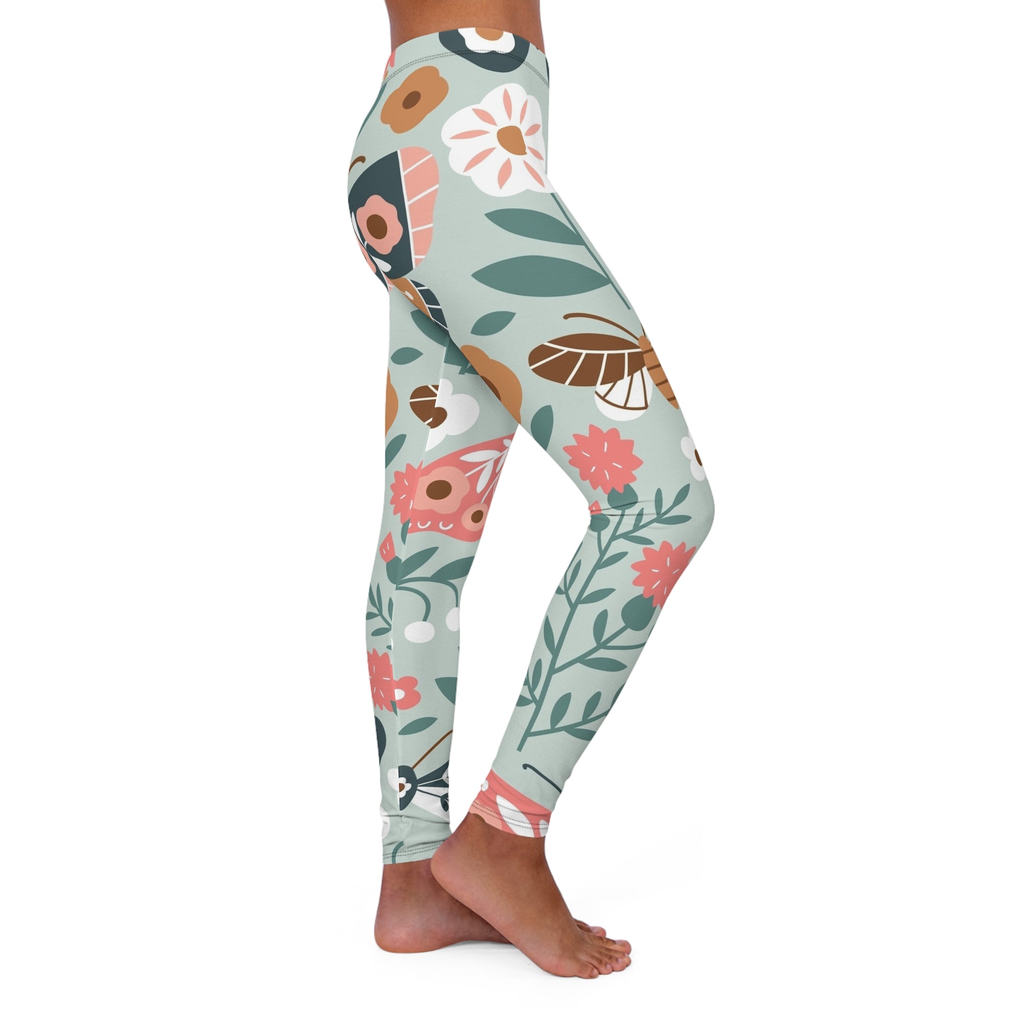 Floral Butterfly Leggings — Pastel Garden Print Women's Yoga & Everyday Leggings