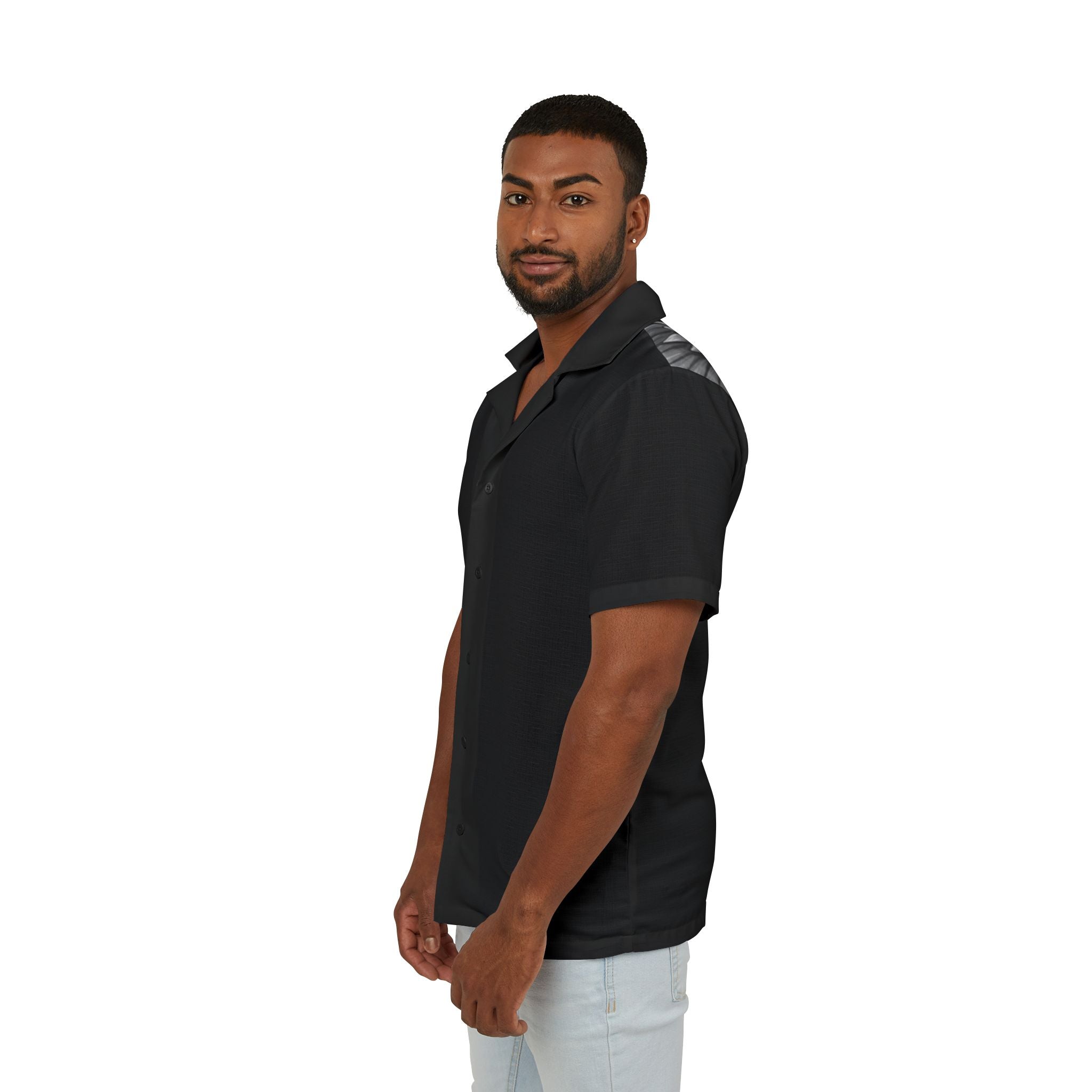 Angel & Demon Hawaiian Camp Shirt — Two-Tone Gothic AOP Button-Up