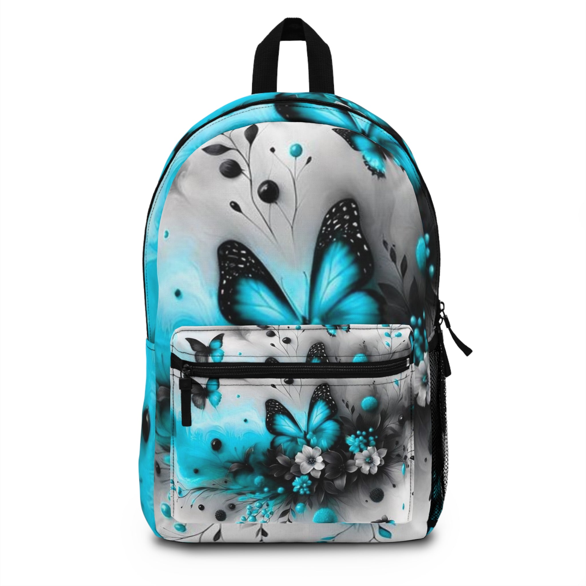 Blue Butterfly Floral Backpack – Turquoise Butterfly School & Travel Bag