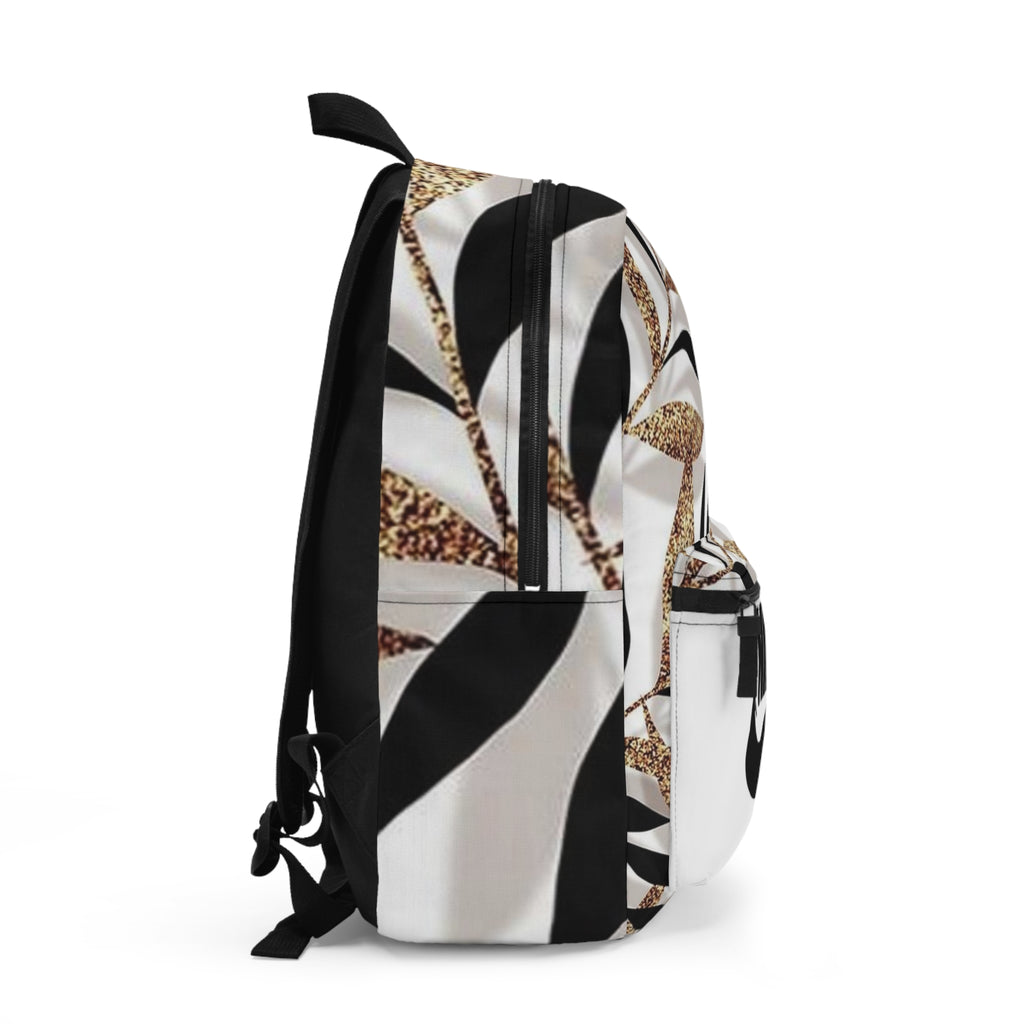 Floral Glitter Leaves Backpack with Drip Nike Logo — Chic Casual Daypack