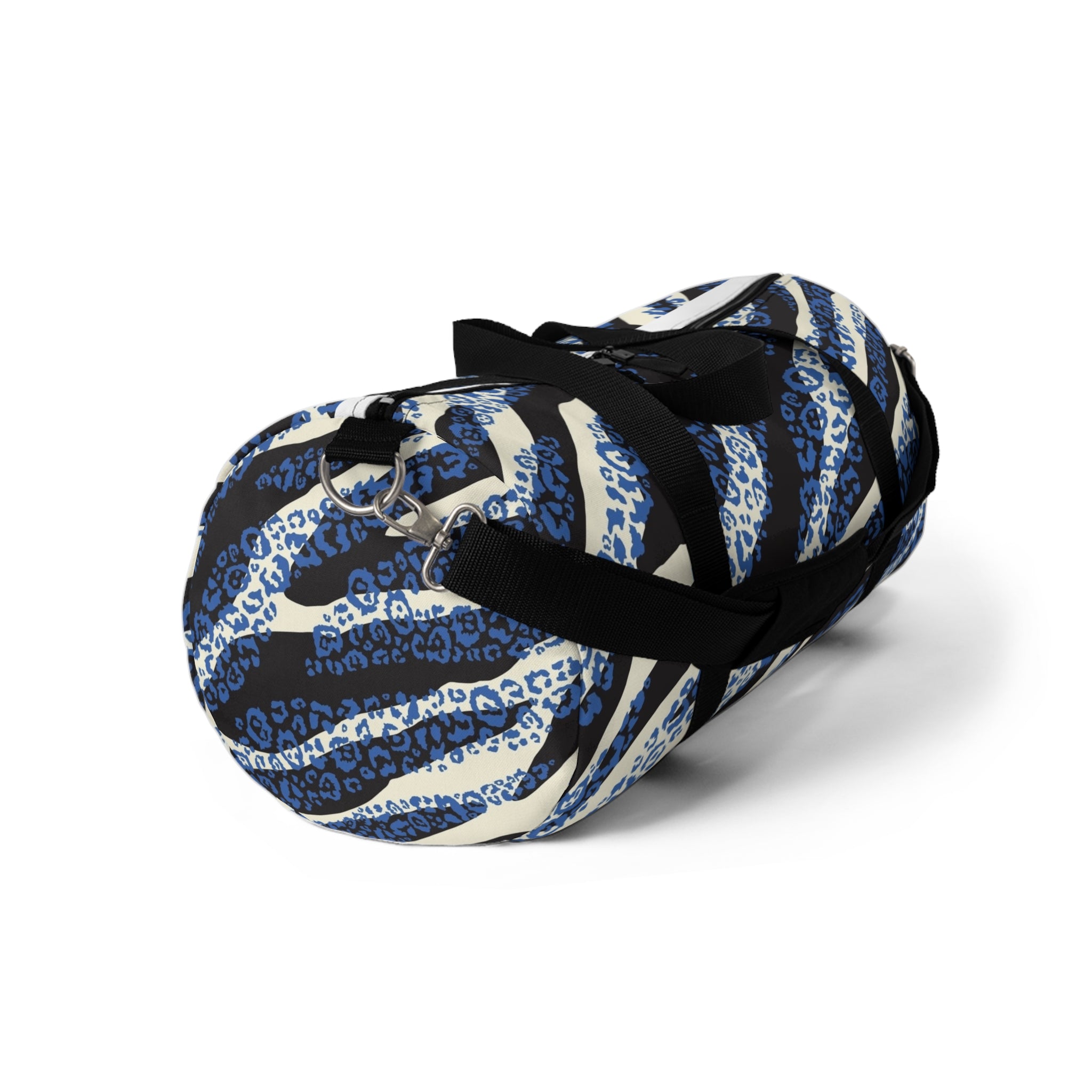 Blue Leopard Zebra Print Duffel Bag — Animal Print Travel Gym Bag