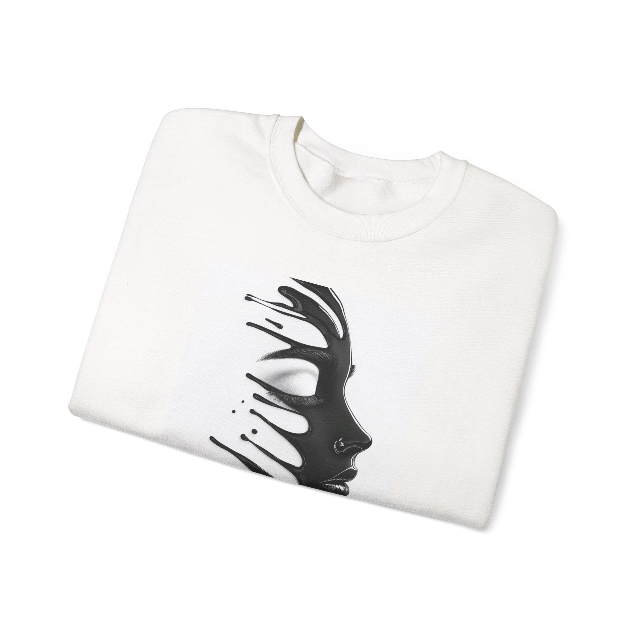 Crewneck Sweatshirt — Minimalist Black Silhouette Face with 'GRACE' Back Typography