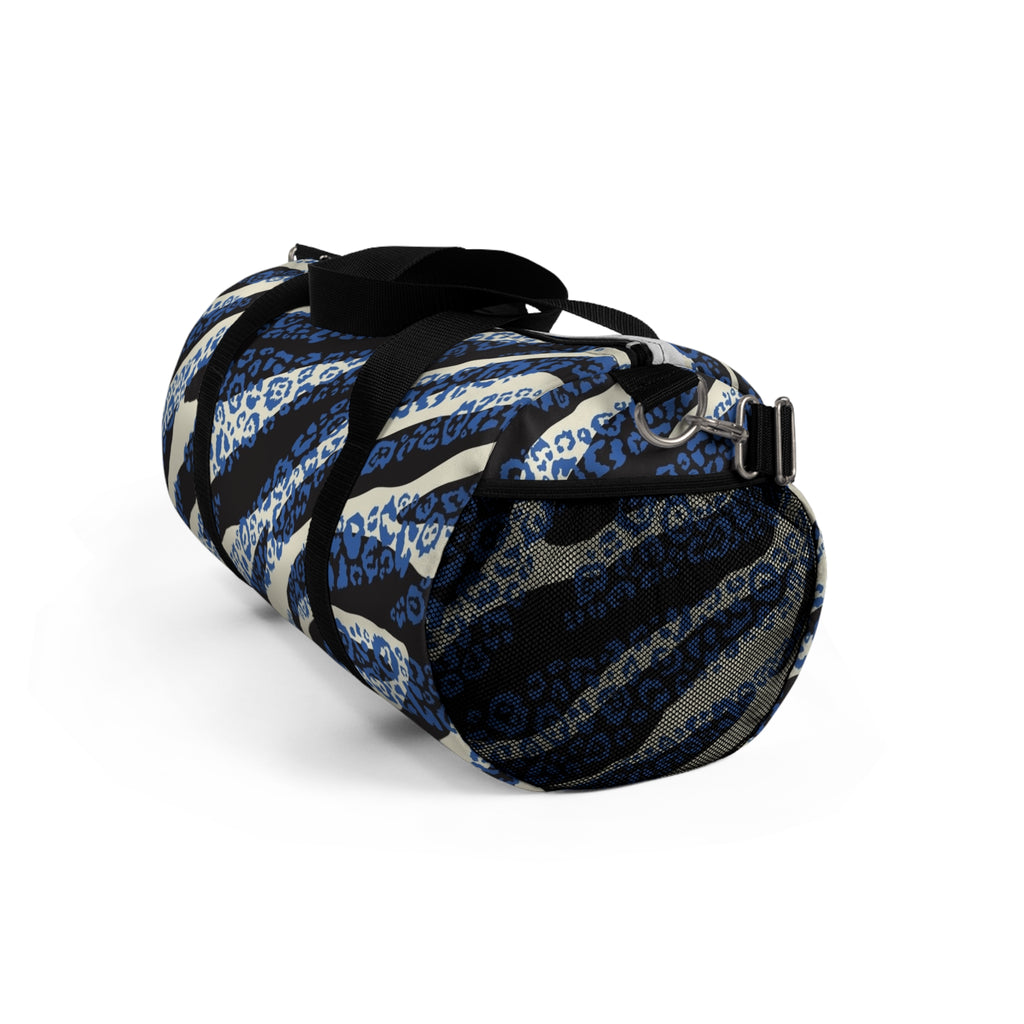 Blue Leopard Zebra Print Duffel Bag — Animal Print Travel Gym Bag