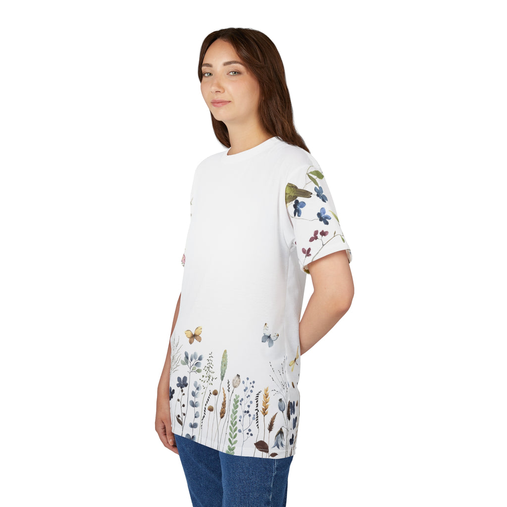 Floral Meadow Tee — Watercolor Wildflower All-Over Print