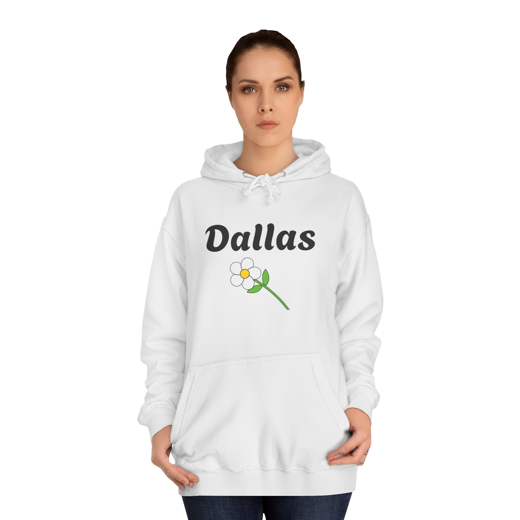 Dallas Floral Hoodie — "Dallas" Text with Daisy & Back Number 77