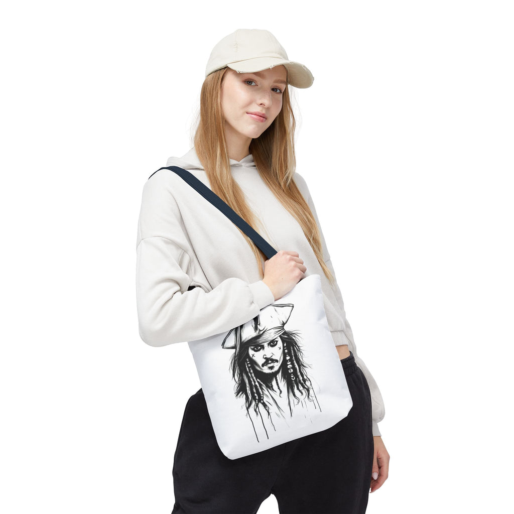 Artistic Pirate Skull Tote Bag — Gothic Sketch Tote for Fans