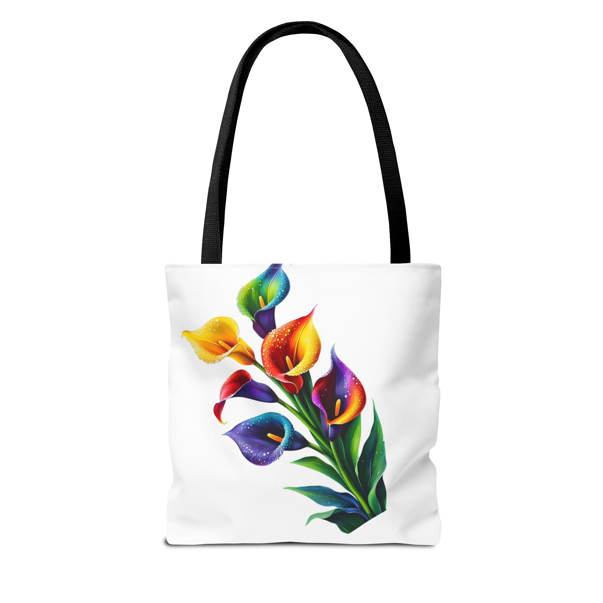 Floral Tote Bag - Elegant Red & White Blossom and Rainbow Calla Handbag