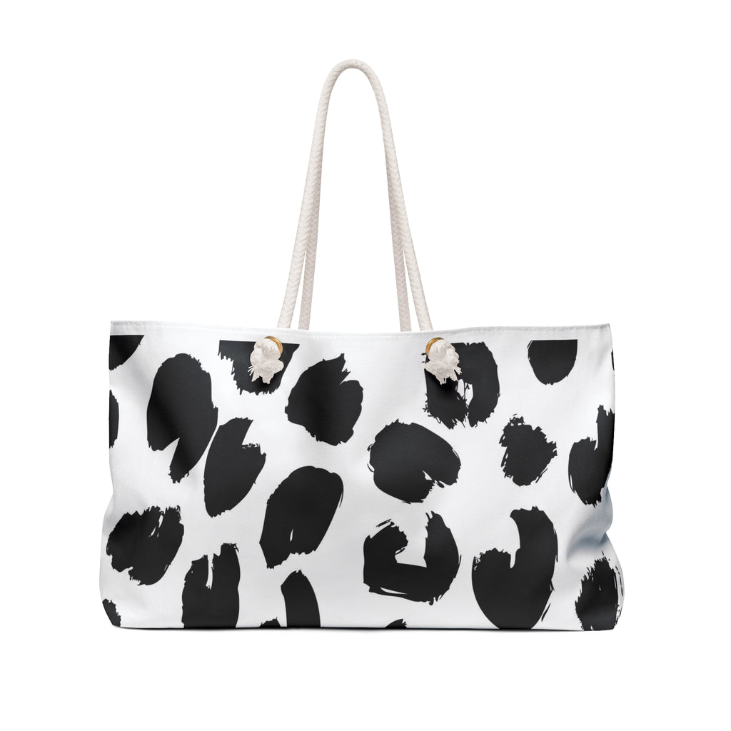 Dalmatian Print Weekender Bag — Black & White Leopard Travel Tote