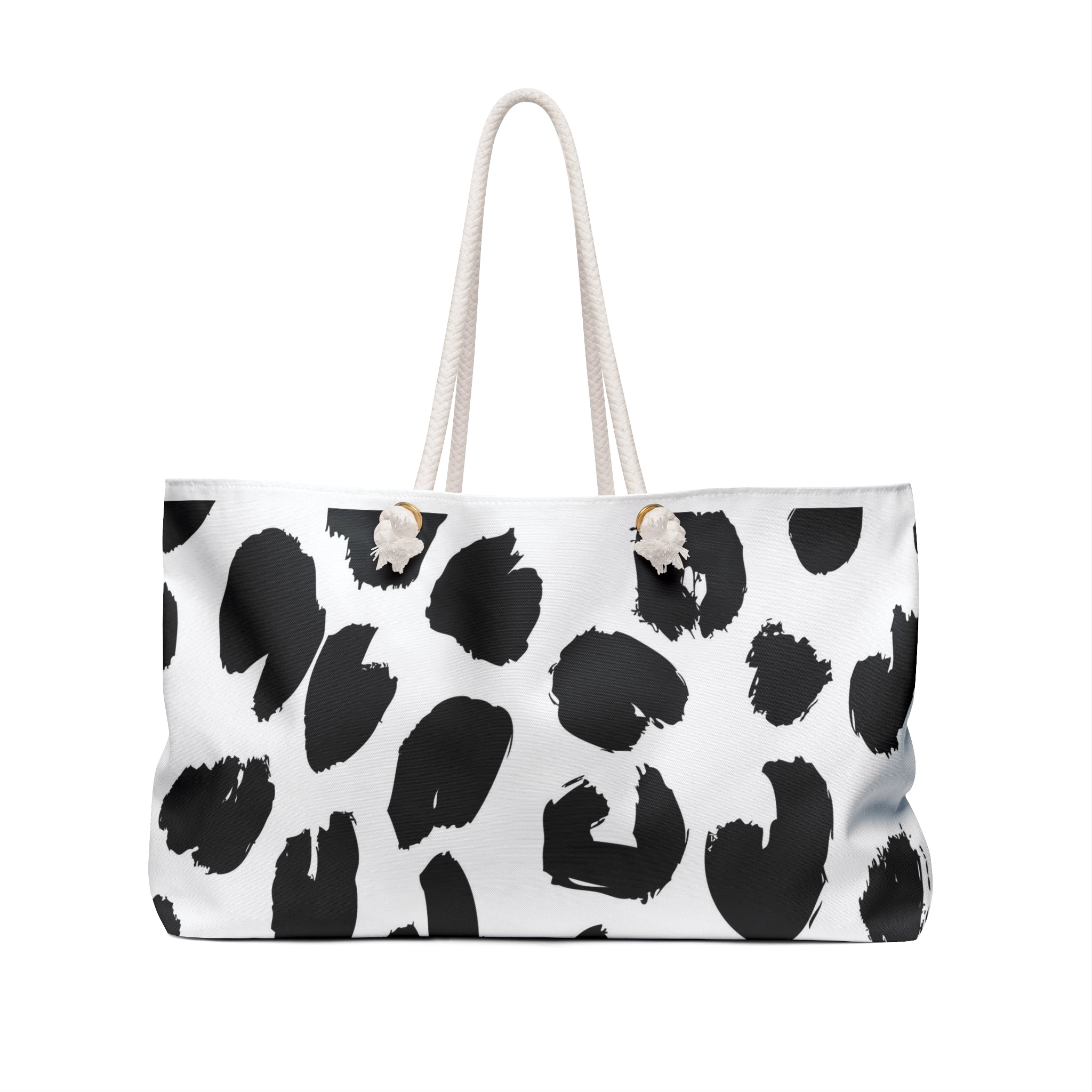 Dalmatian Print Weekender Bag — Black & White Leopard Travel Tote