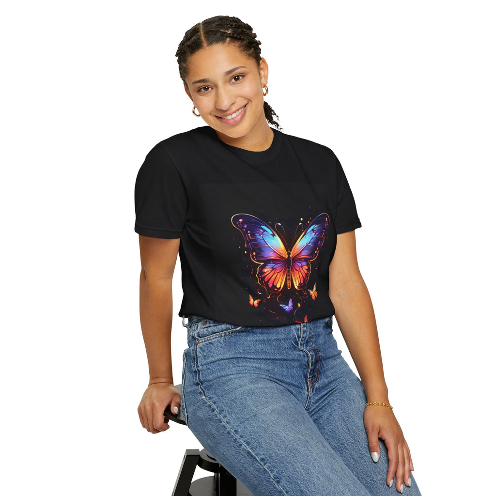 Butterfly Glow Graphic T‑Shirt — Colorful Monarch Design