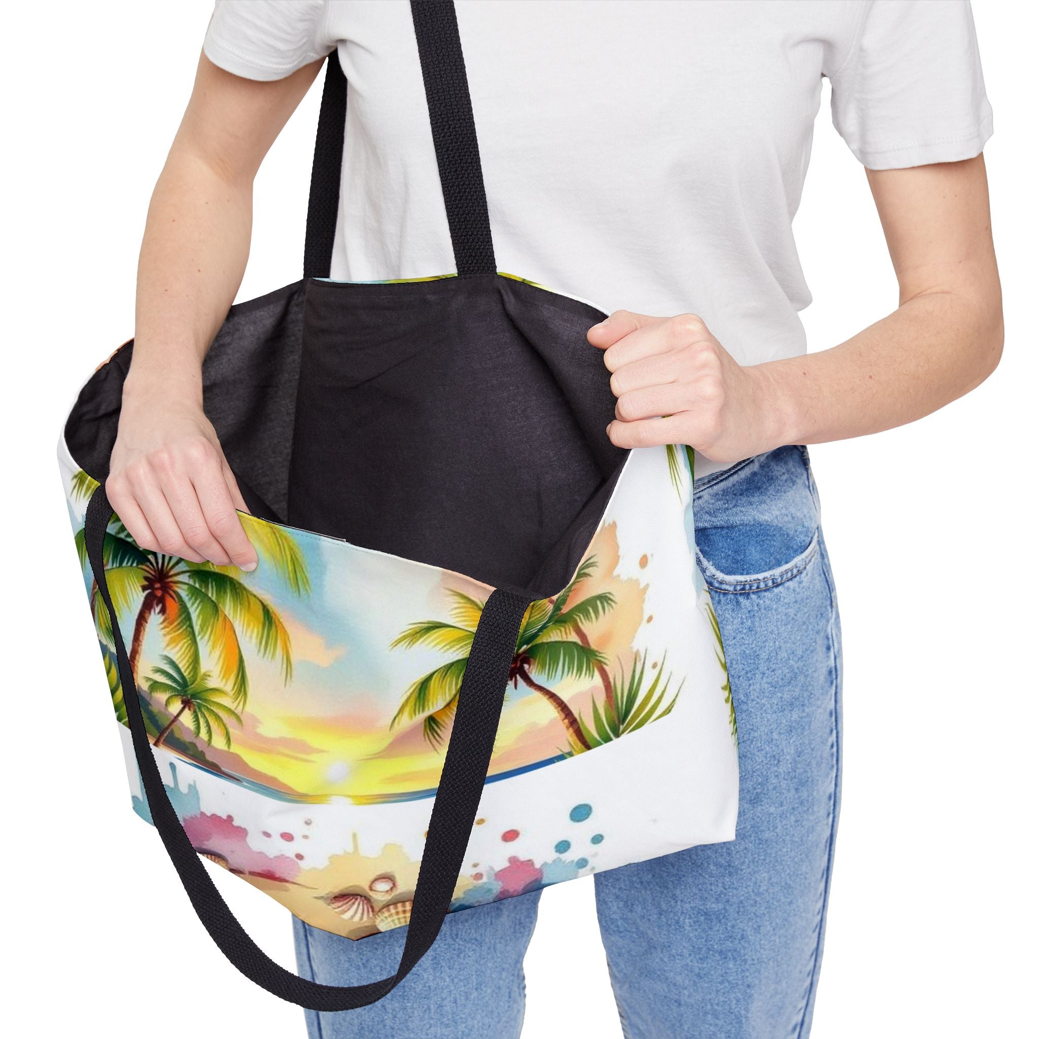 Beach Sunset Weekender Tote Bag — Palm Trees, Seashells & Tropical Vacation Bag