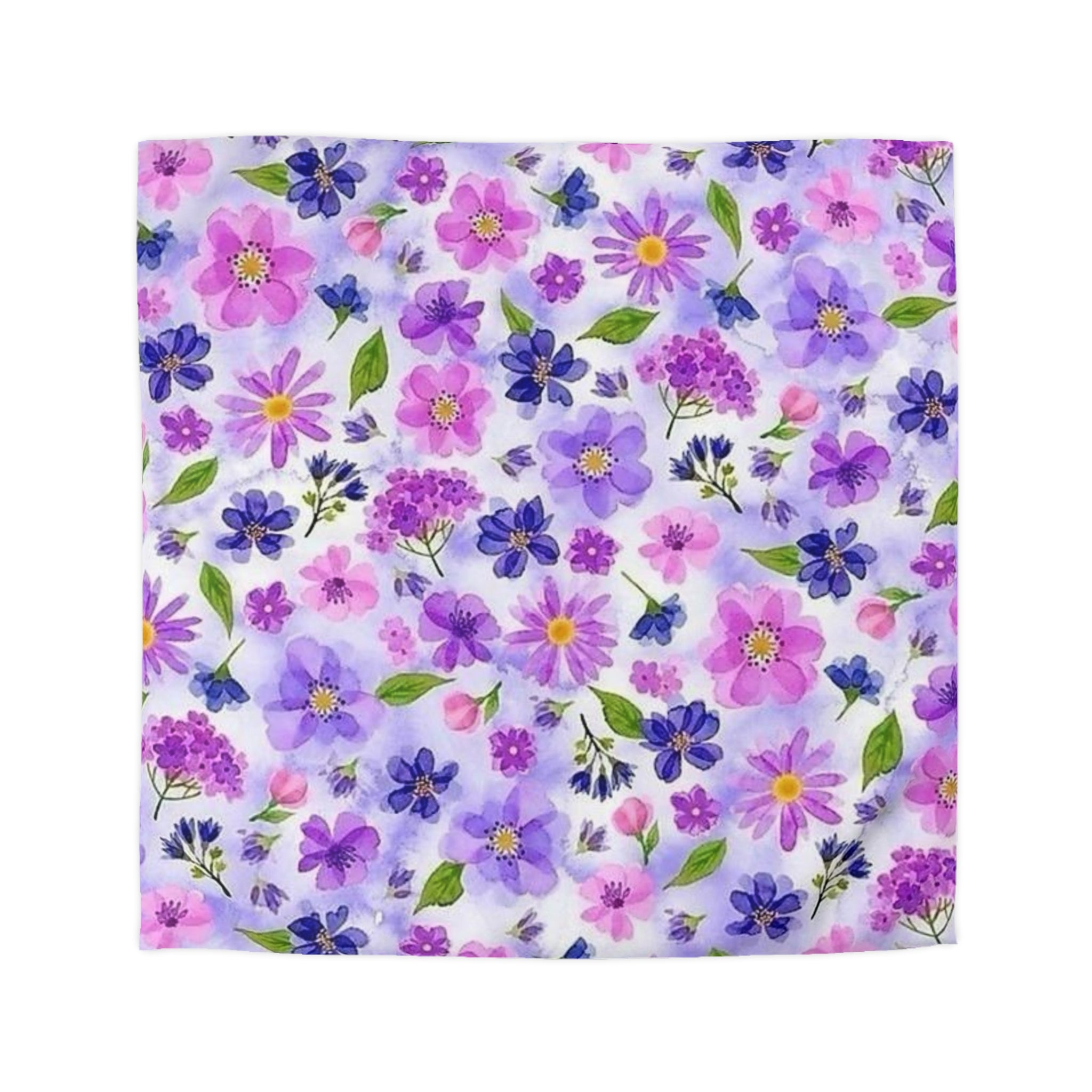 Floral Watercolor Duvet Cover — Purple & Pink Wildflower Bedding