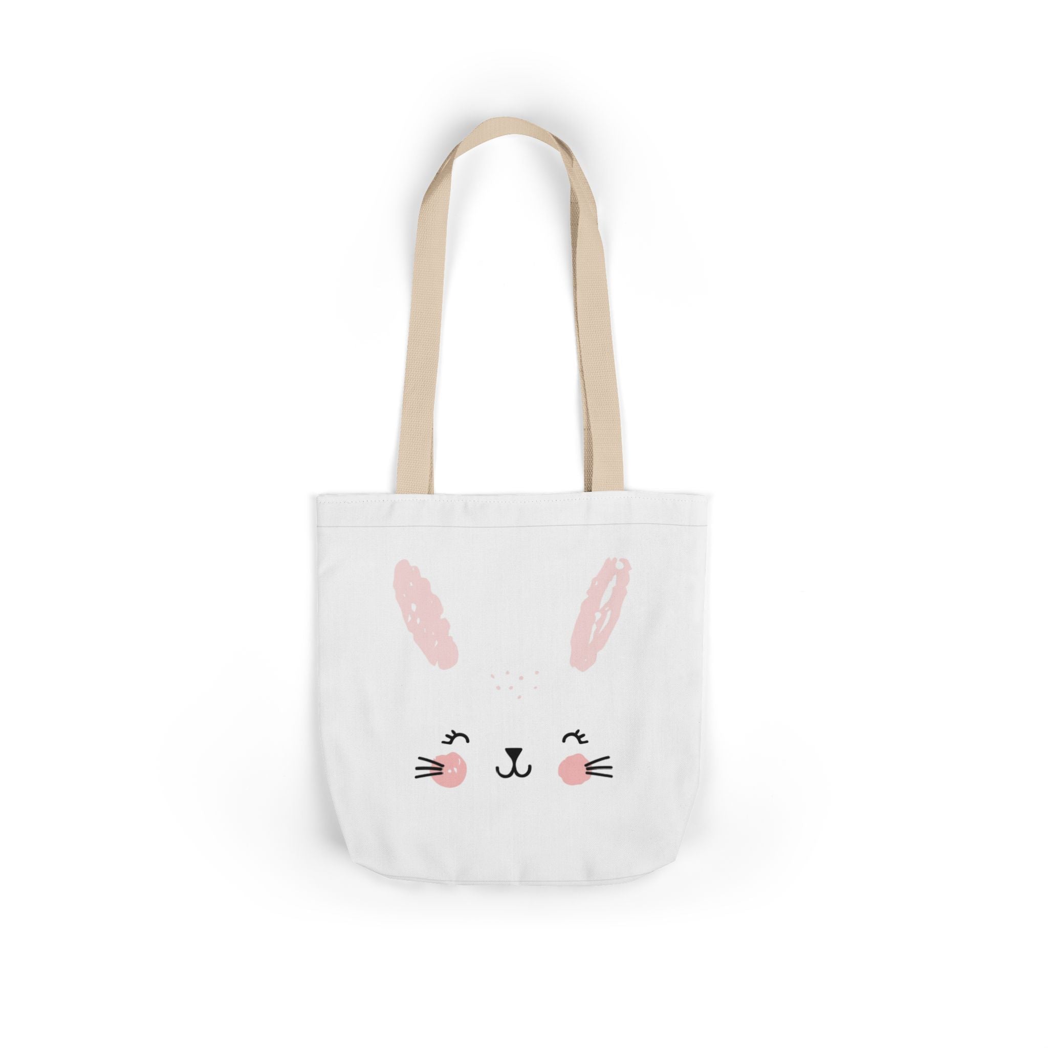 Cute Pink Bunny Face Canvas Tote Bag — Easter Bunny Grocery & Gift Tote