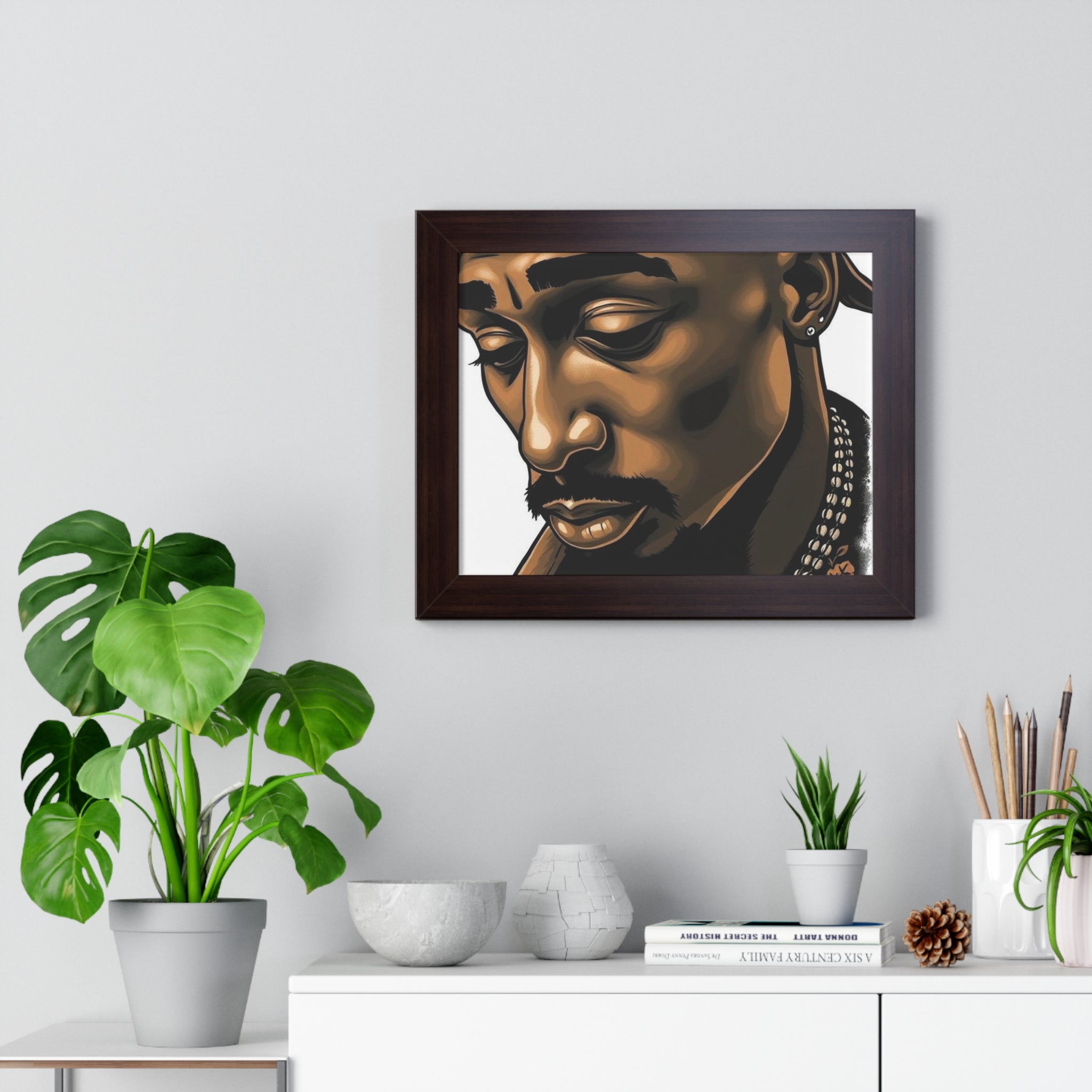 Framed Horizontal Poster — Moody Portrait Art Print (Brown Tones)