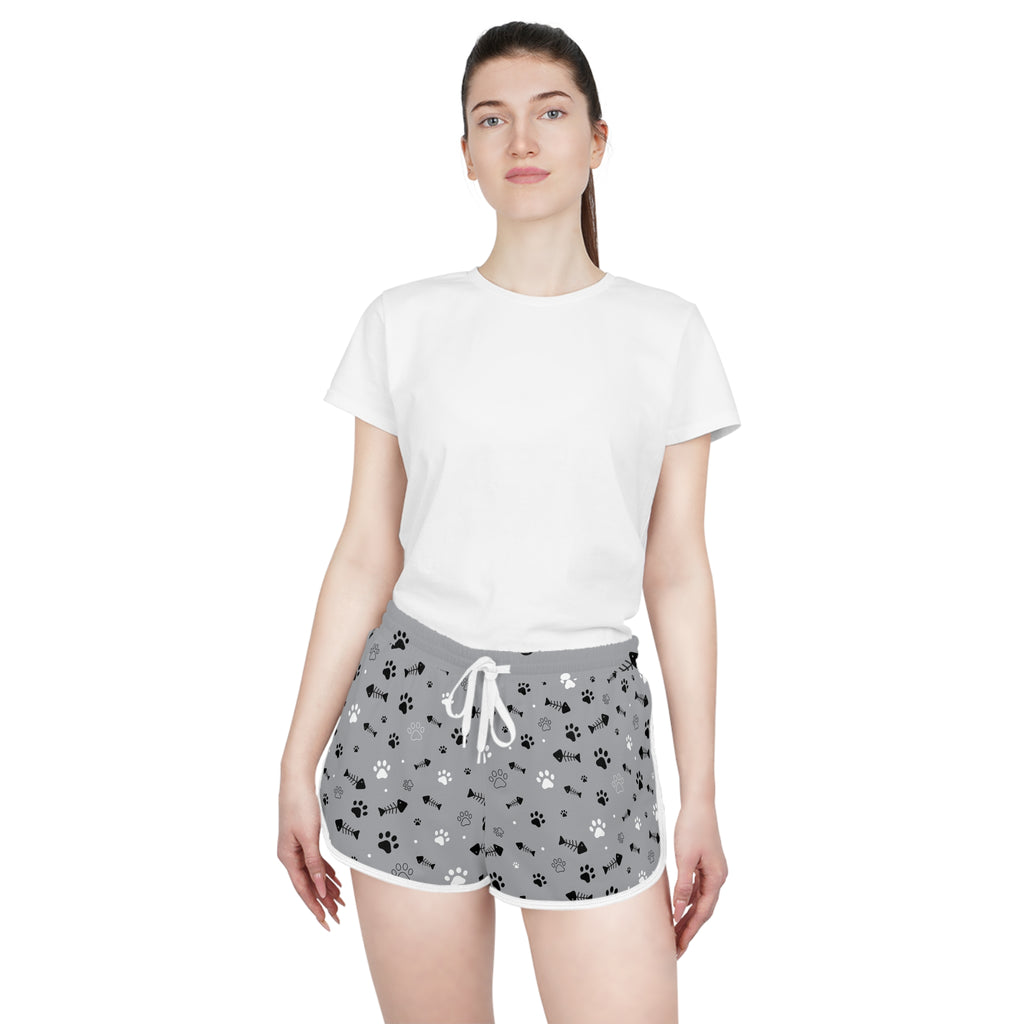 Cat Paw Print Lounge Shorts — Women's Relaxed AOP Sleep & Casual Shorts