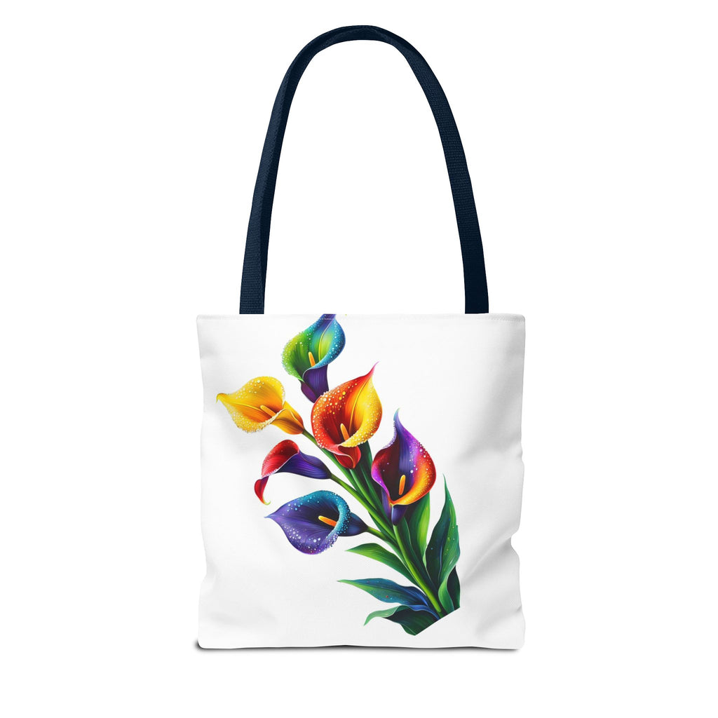 Floral Tote Bag - Elegant Red & White Blossom and Rainbow Calla Handbag