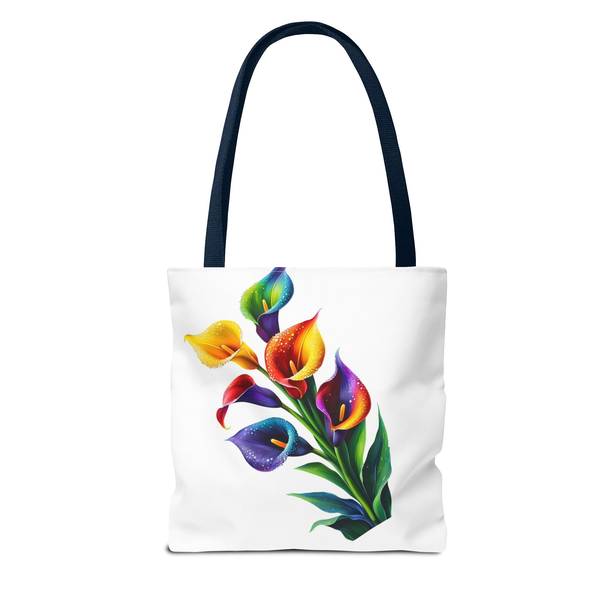 Floral Tote Bag - Elegant Red & White Blossom and Rainbow Calla Handbag