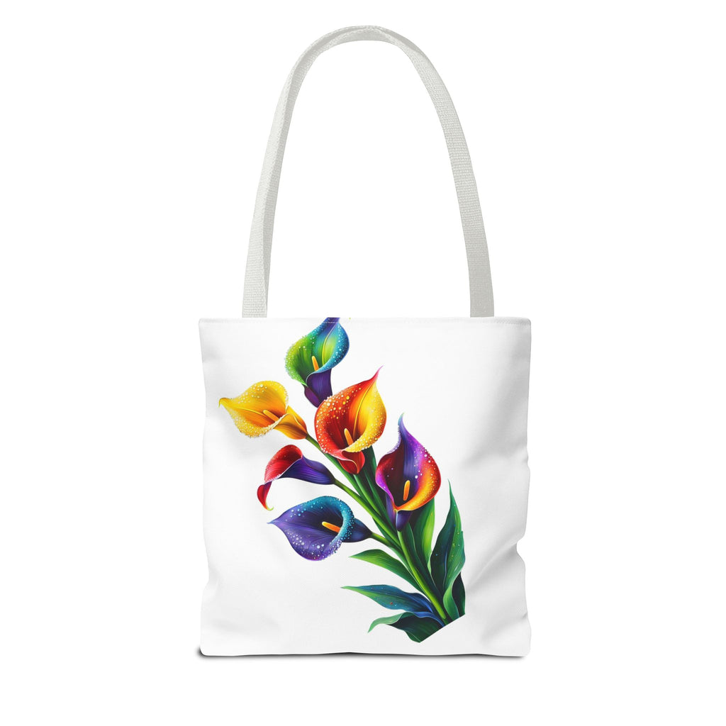 Floral Tote Bag - Elegant Red & White Blossom and Rainbow Calla Handbag
