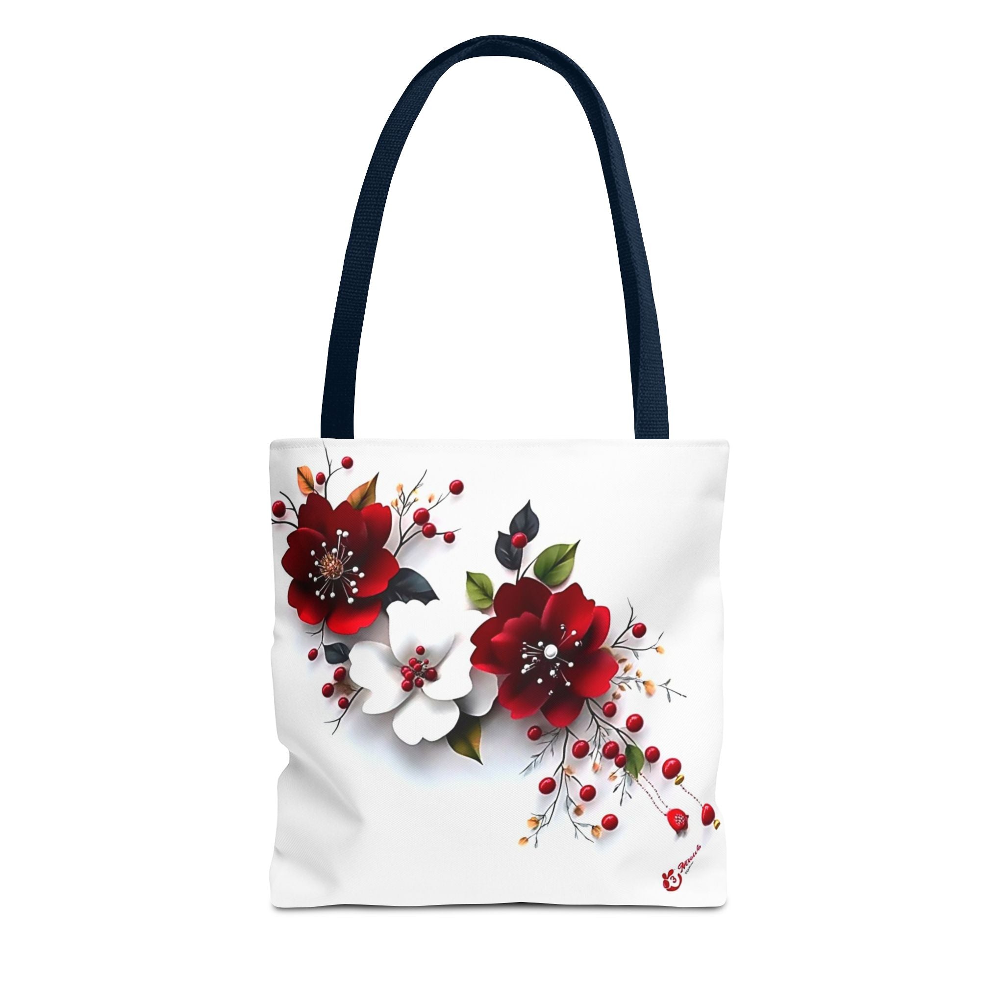 Floral Tote Bag - Elegant Red & White Blossom and Rainbow Calla Handbag