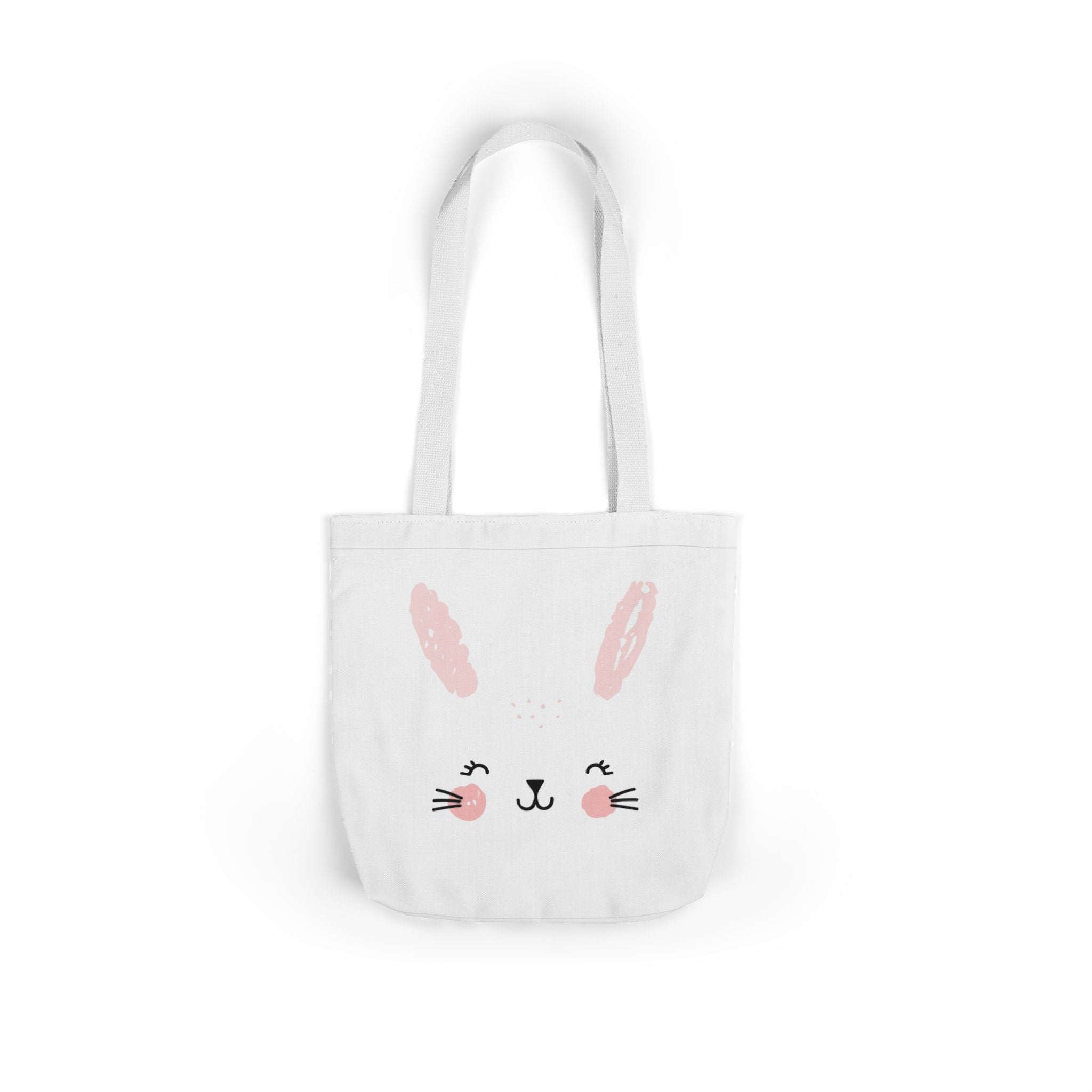 Cute Pink Bunny Face Canvas Tote Bag — Easter Bunny Grocery & Gift Tote