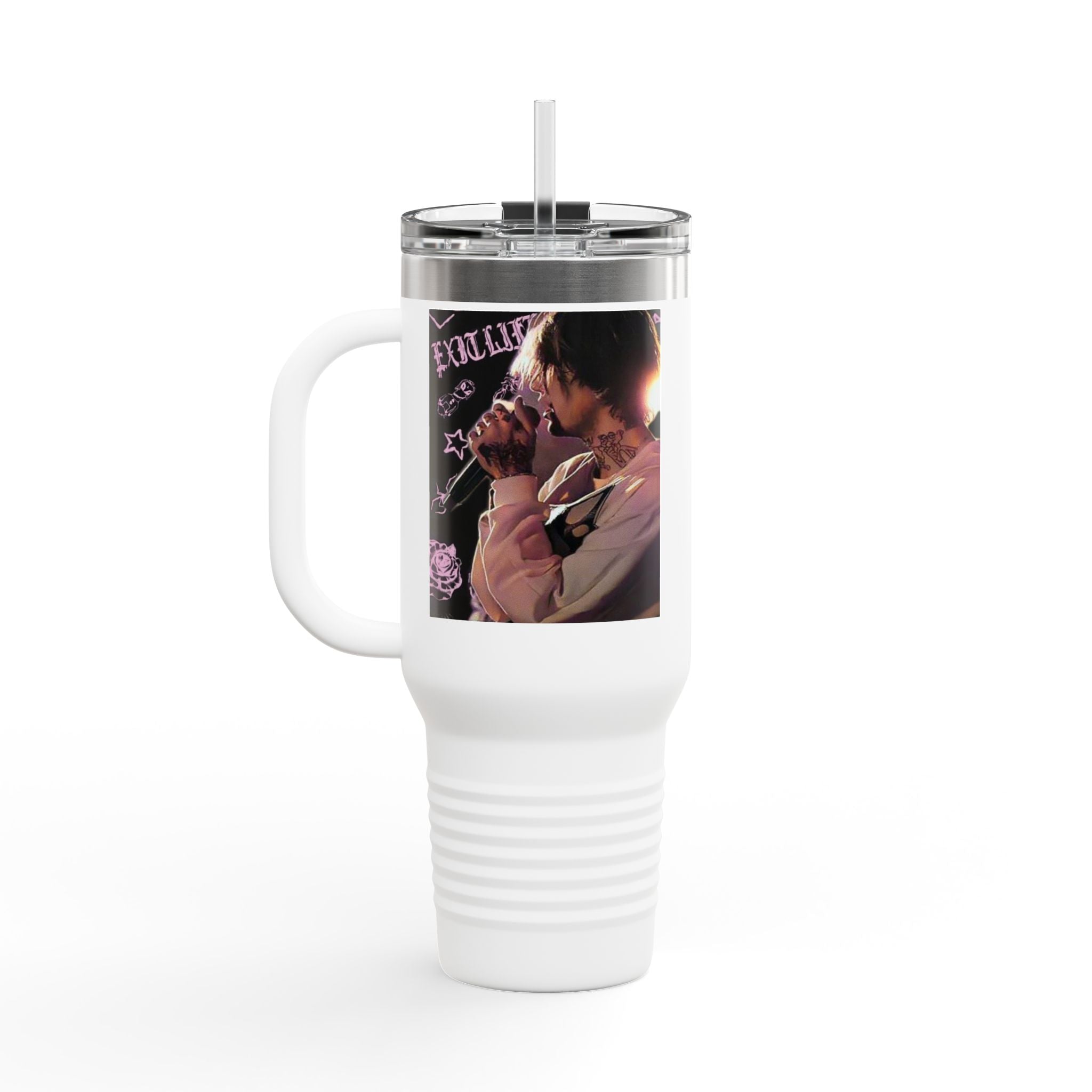 40oz Insulated Travel Mug — Vintage Music Portrait Design