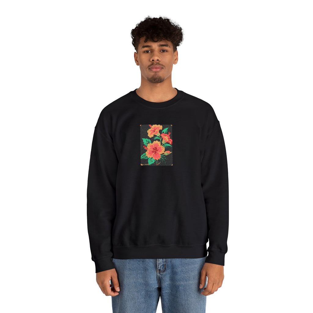 Floral Pixel Art Crewneck Sweatshirt