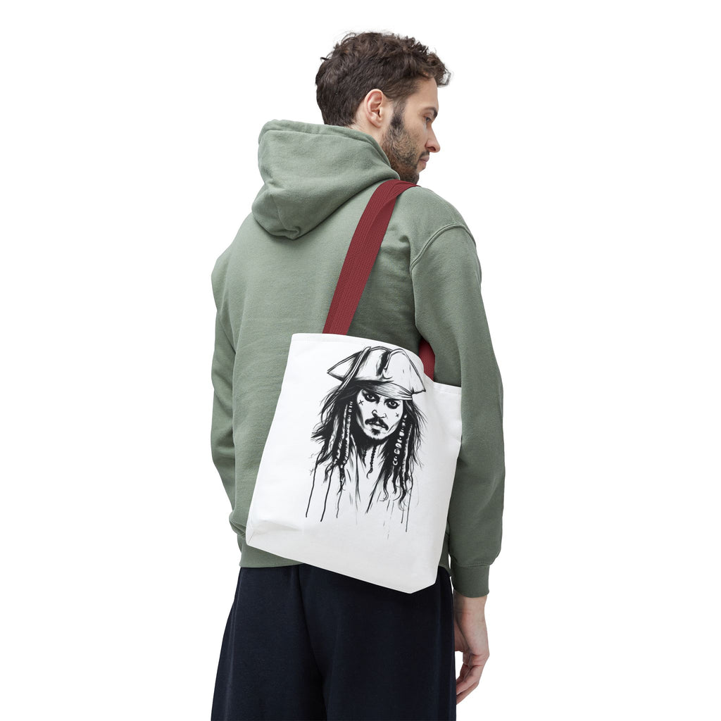 Artistic Pirate Skull Tote Bag — Gothic Sketch Tote for Fans
