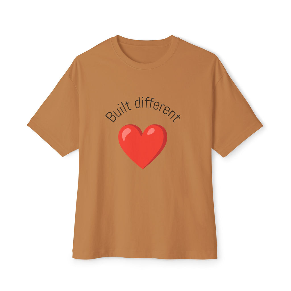 Built Different Heart Tee — Cute Red Heart Graphic Boxy T‑Shirt
