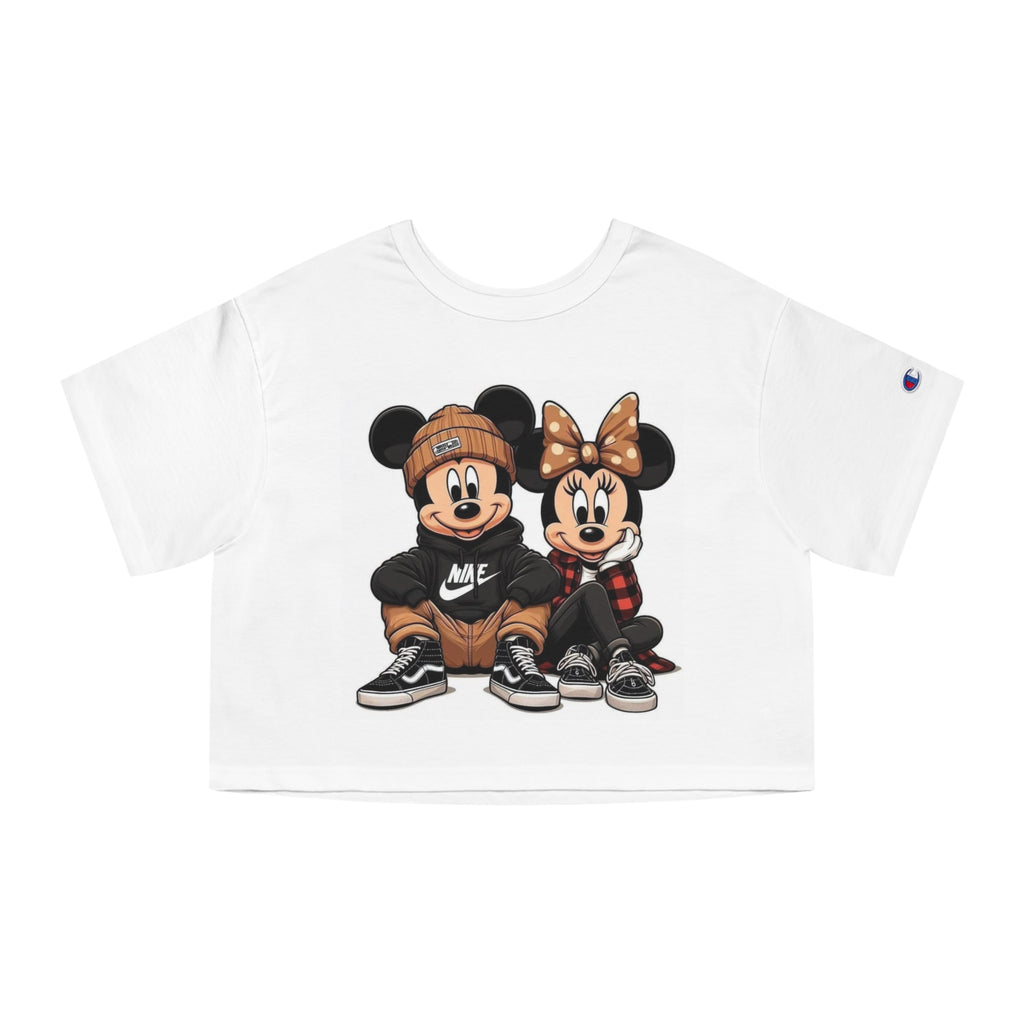 Cropped T-Shirt — Cute Streetwear Mickey & Minnie Graphic Top
