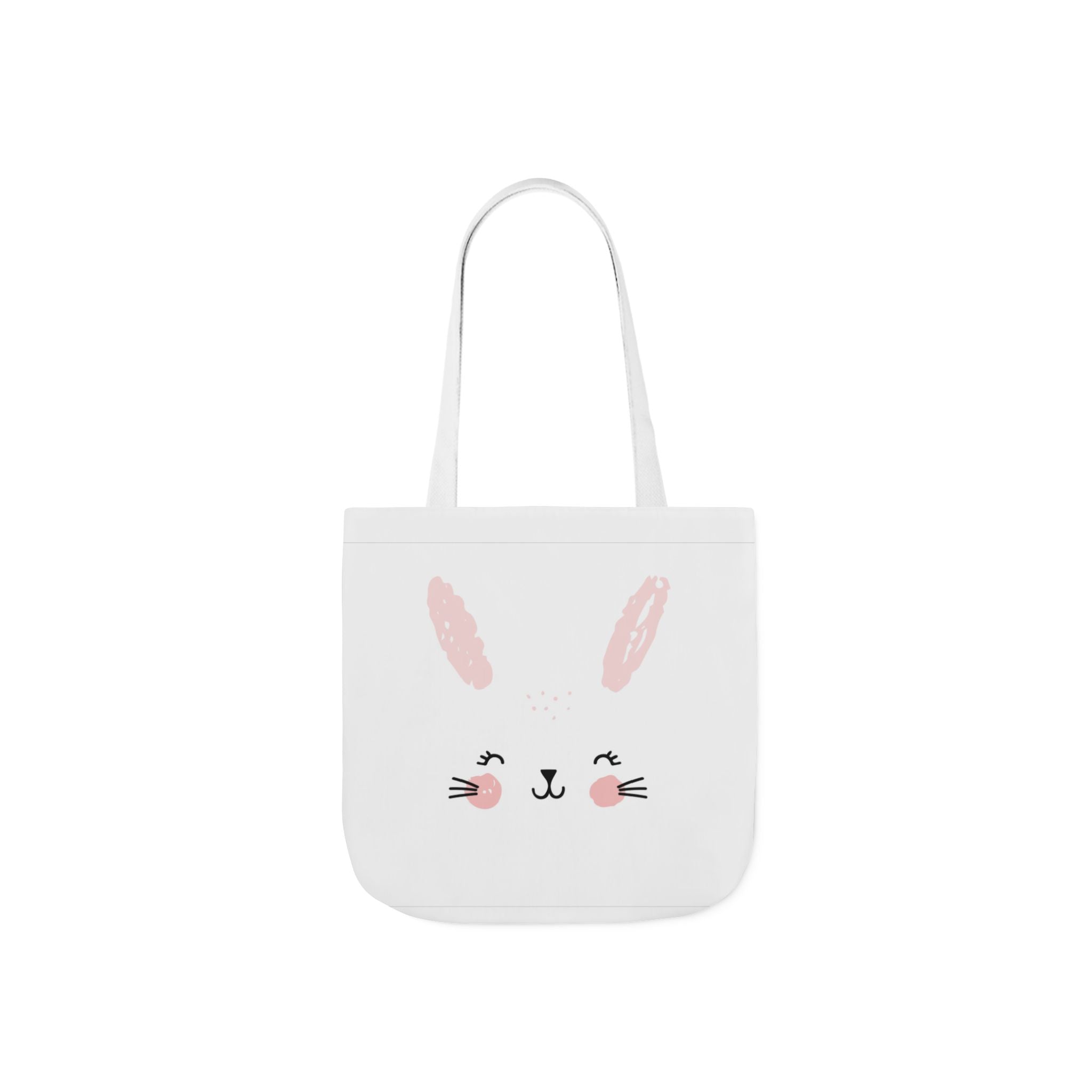 Cute Pink Bunny Face Canvas Tote Bag — Easter Bunny Grocery & Gift Tote