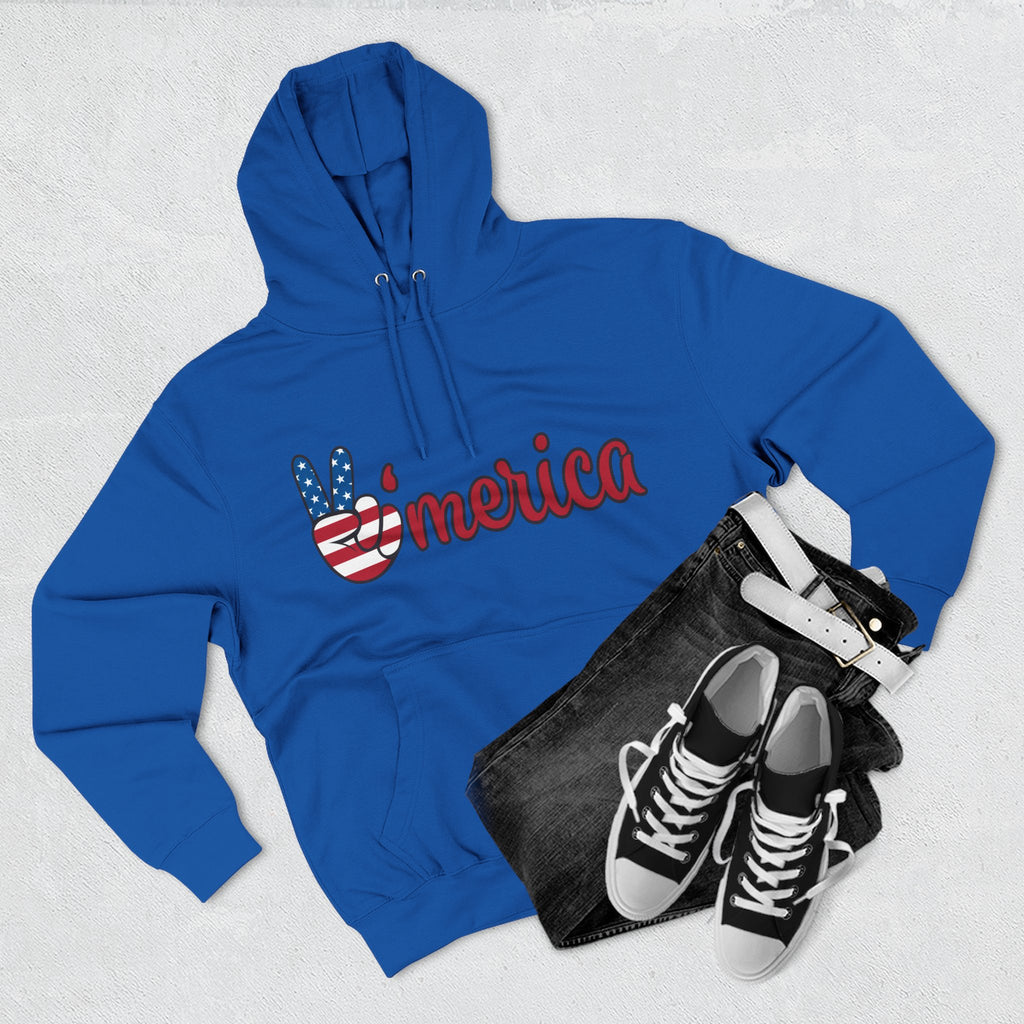 'Merica Peace Sign Hoodie — Patriotic USA Flag Pullover for 4th of July
